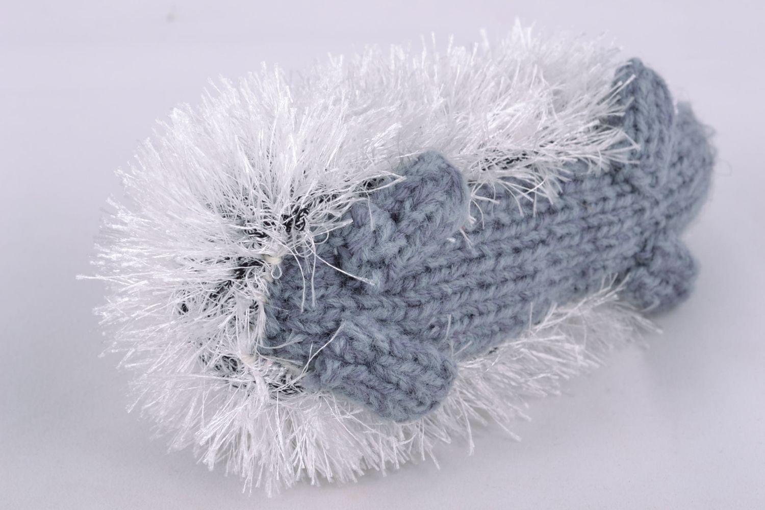 Giocattolo a maglia fatto a mano pupazzo morbido a forma di riccio grigio foto 5