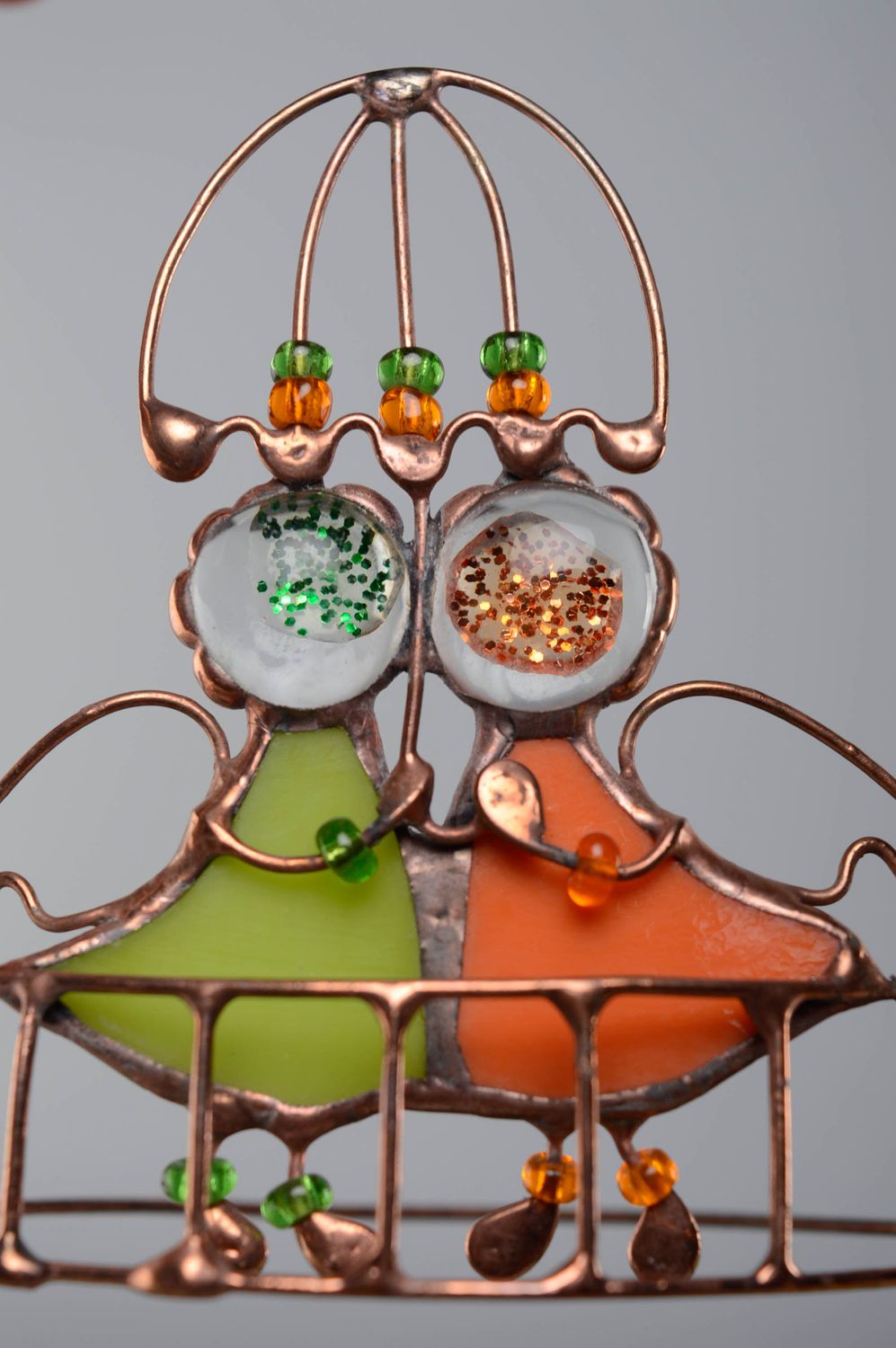 Figura de vitral y alambre de cobre Amor de otoño foto 2
