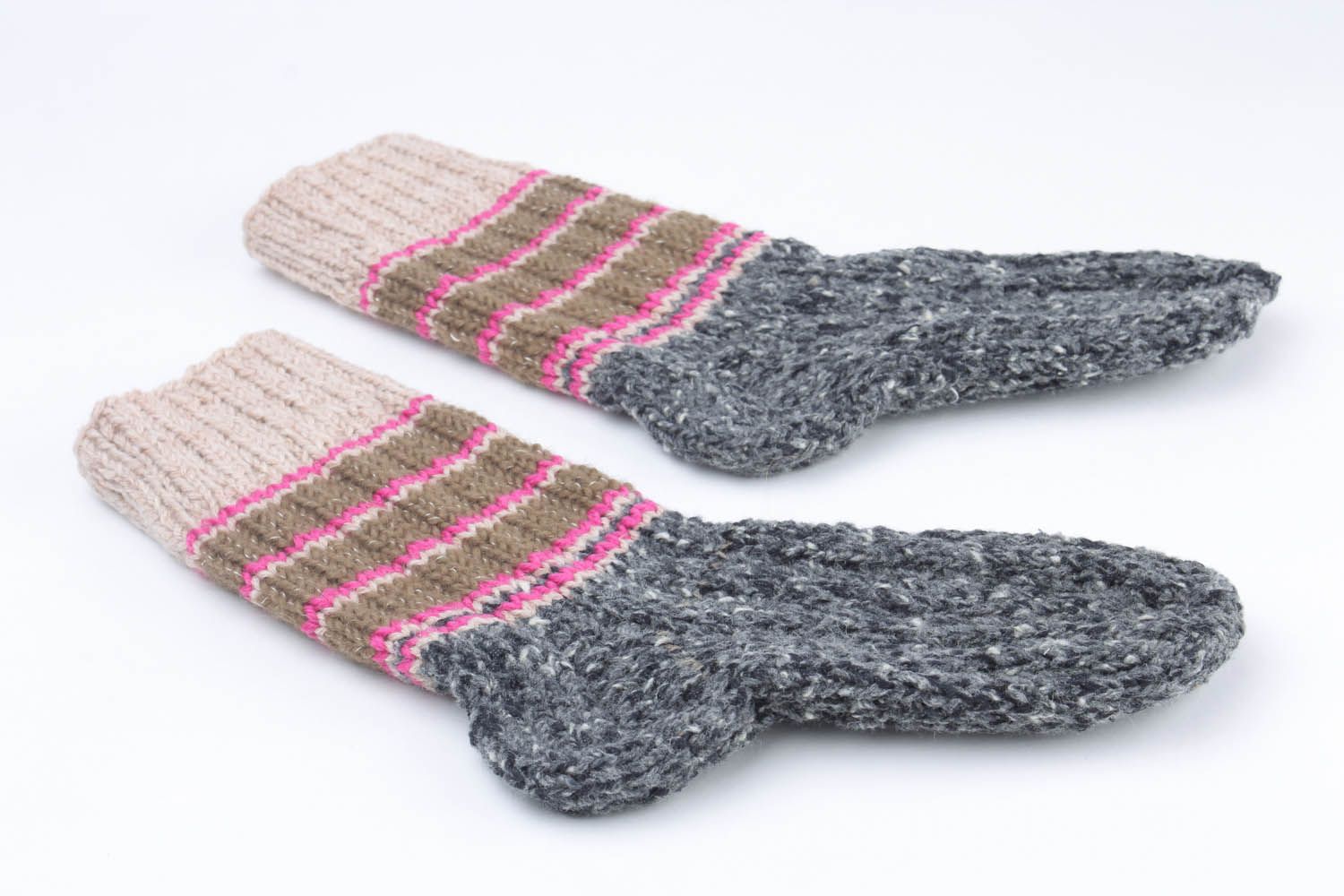 Chaussettes faites main tricotées longues photo 4