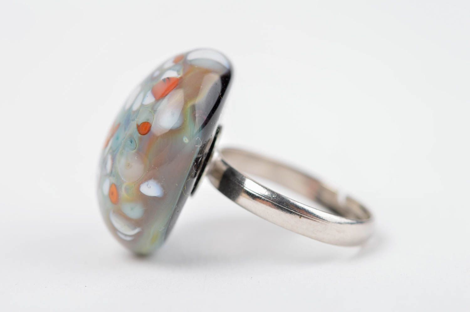 Handmade designer glass ring beautiful massive ring elegant accessory photo 2