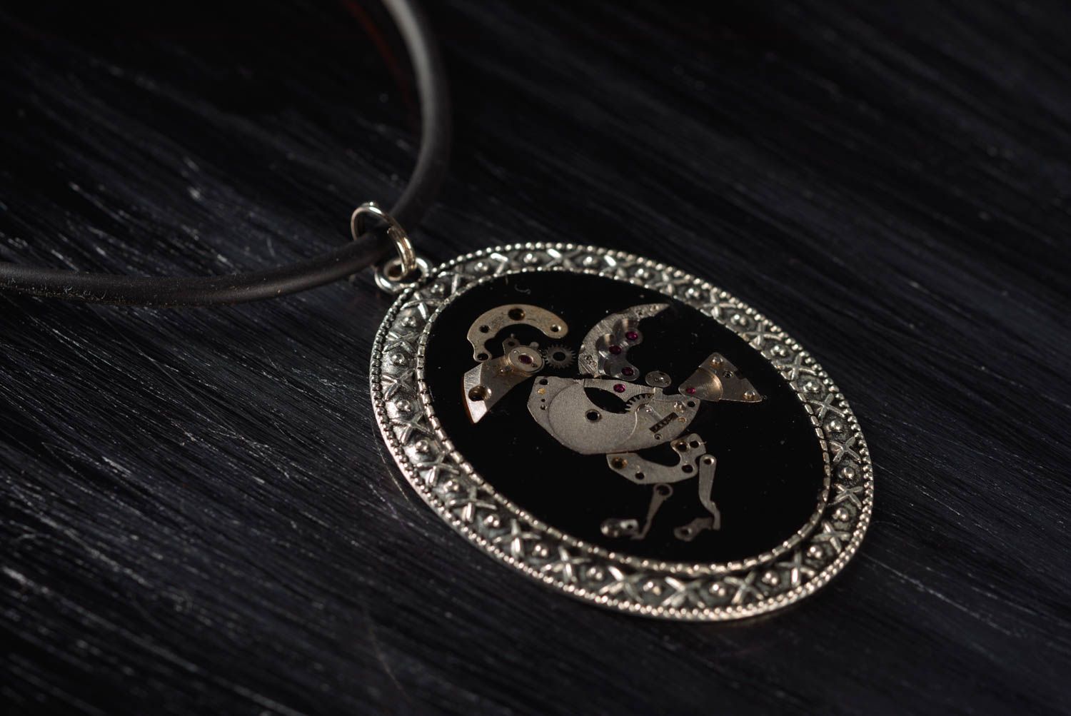 Handmade unique steampunk pendant designer jewelry necklace present for woman photo 1