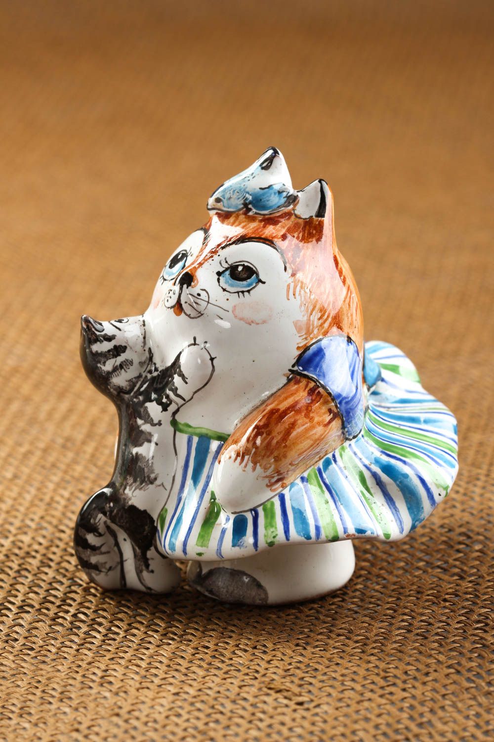 Handmade Deko Dekofigur Katze Deko aus Ton Geschenk Idee Souvenir ausgefallen foto 1