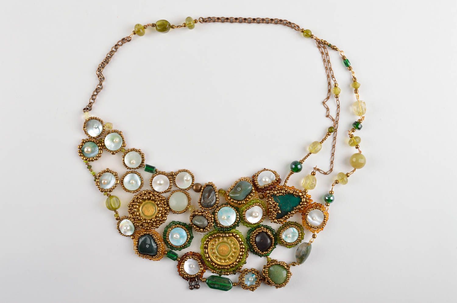 Halskette aus Stein handmade Glasperlen Collier Frauen Accessoire stilvoll foto 2