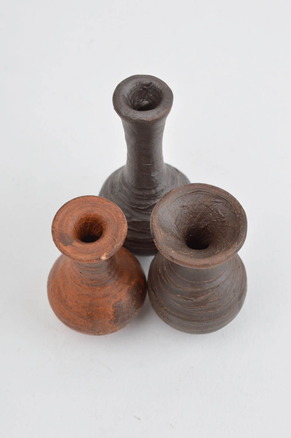 Vase set of three handmade ceramic pitcher vases for shelf or desk décor 0,07 lb photo 4
