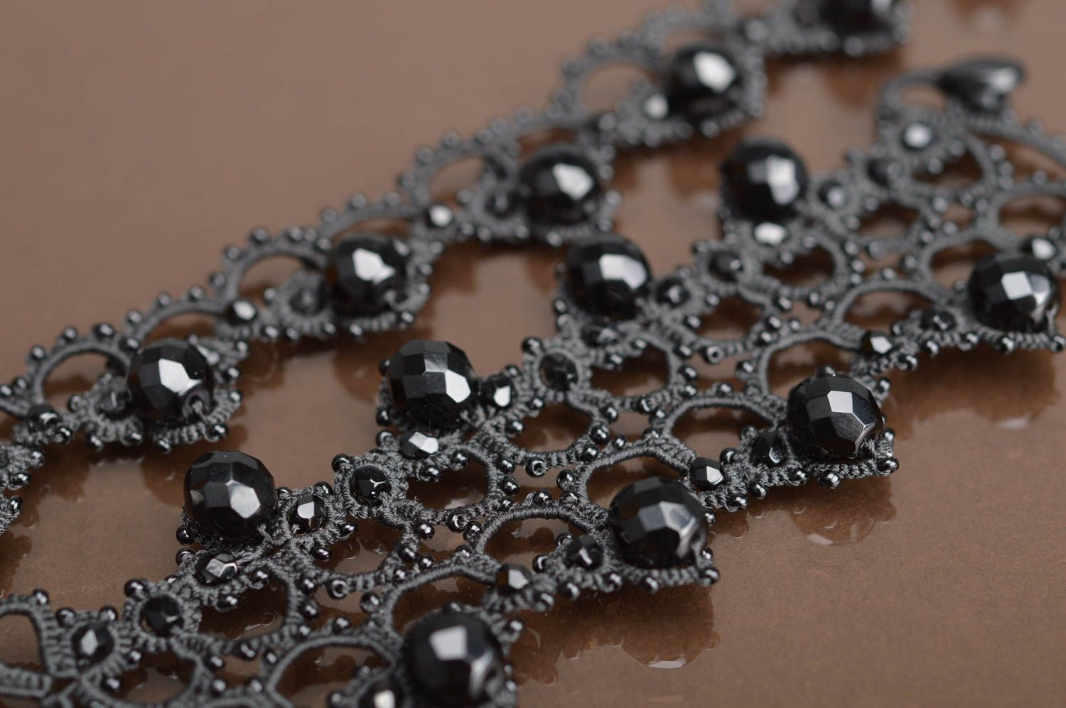 Bijoux faits main collier et bracelet avec cristaux frivolité accessoires photo 5