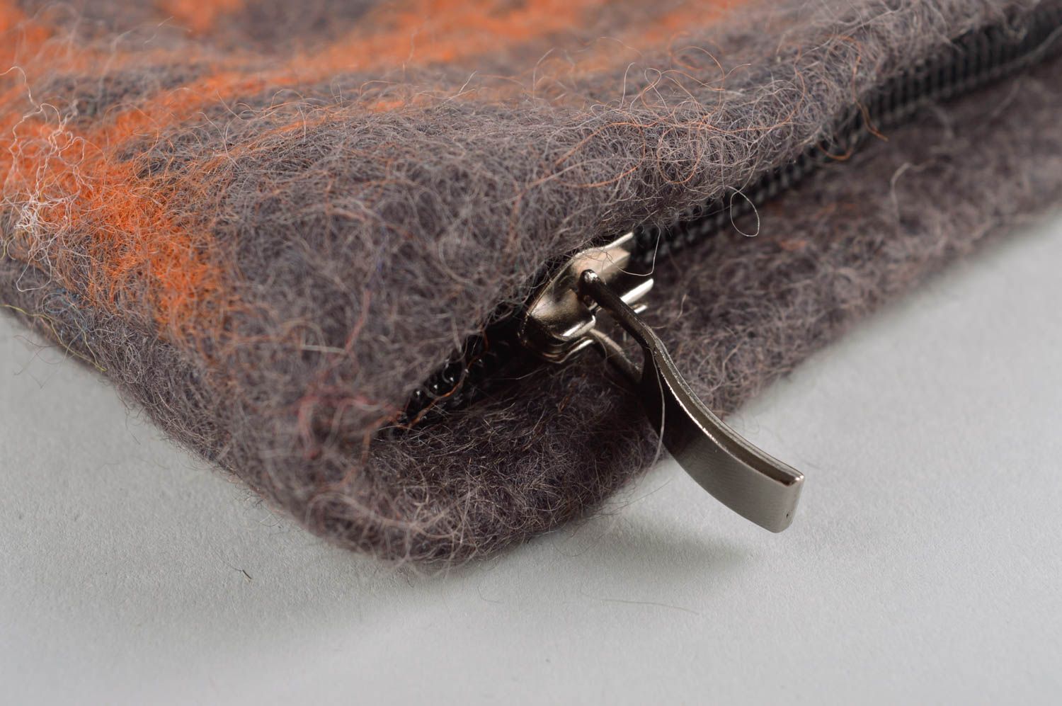 Handmade grey purse designer women wallet stylish felted cosmetic bag cool gift photo 4