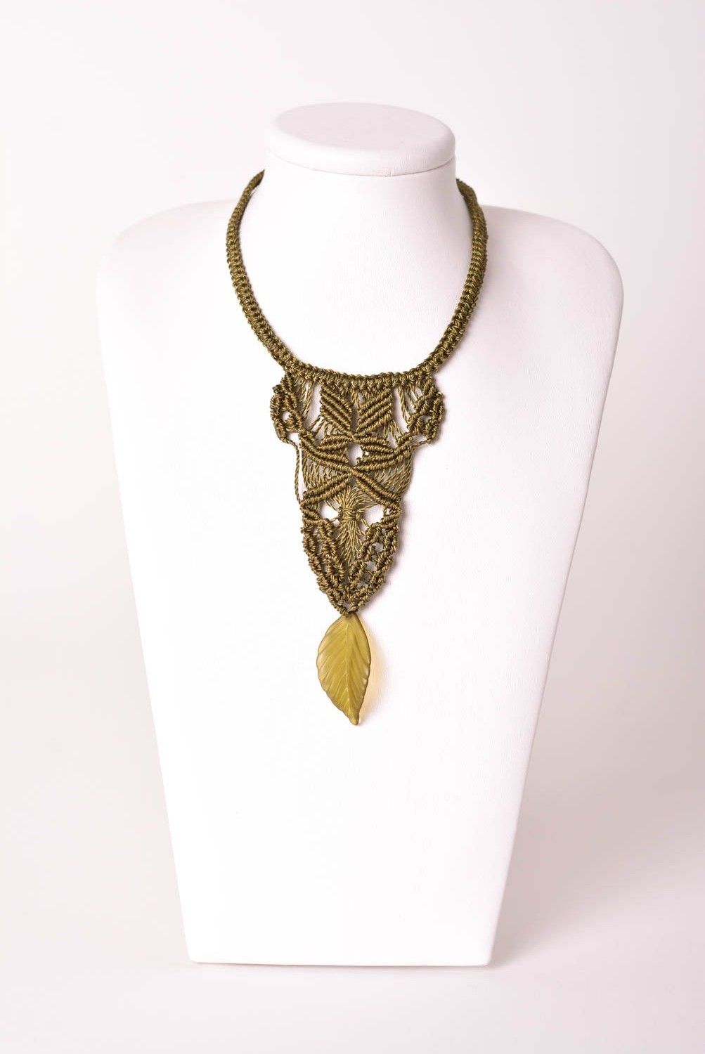 Handmade textile necklace elegant festive necklace unusual jewelry gift photo 4