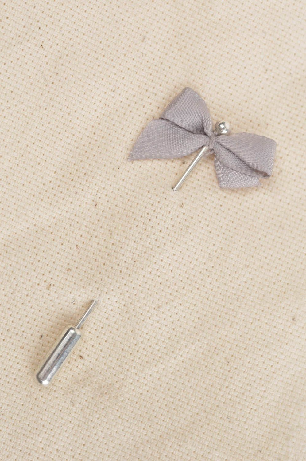 Beautiful handmade metal brooch pin textile bow brooch homemade brooch jewelry photo 4