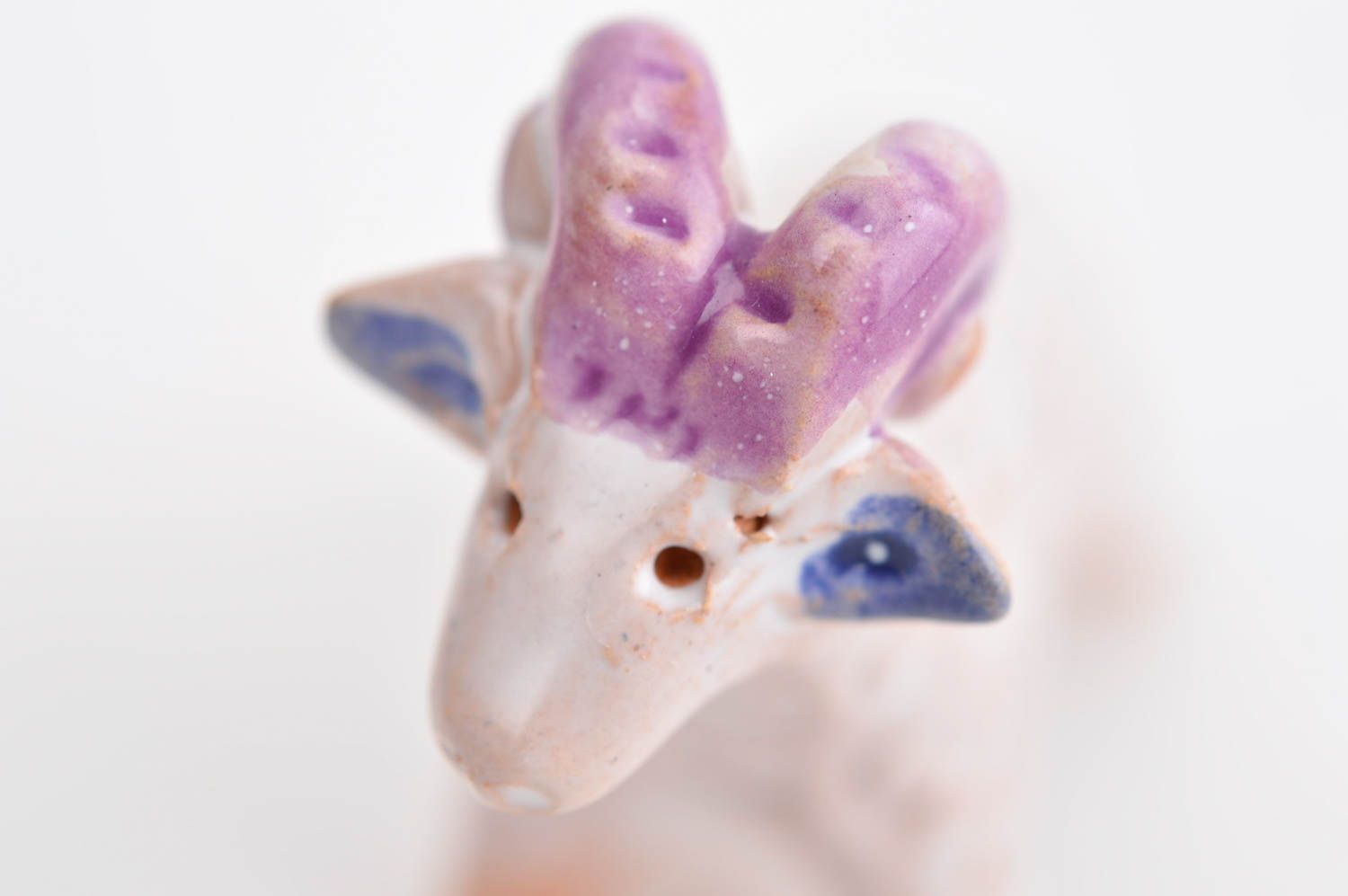 Handmade Keramik Deko Figur aus Ton Tier Statue Miniatur Figur weißes  Schaf foto 10