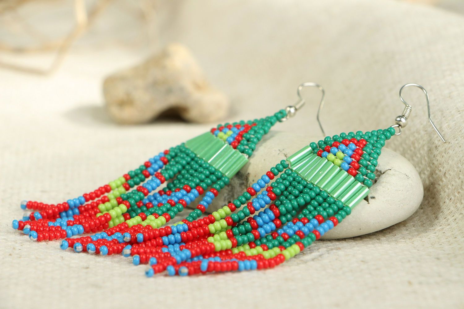 Bright earrings in ethnic style photo 2