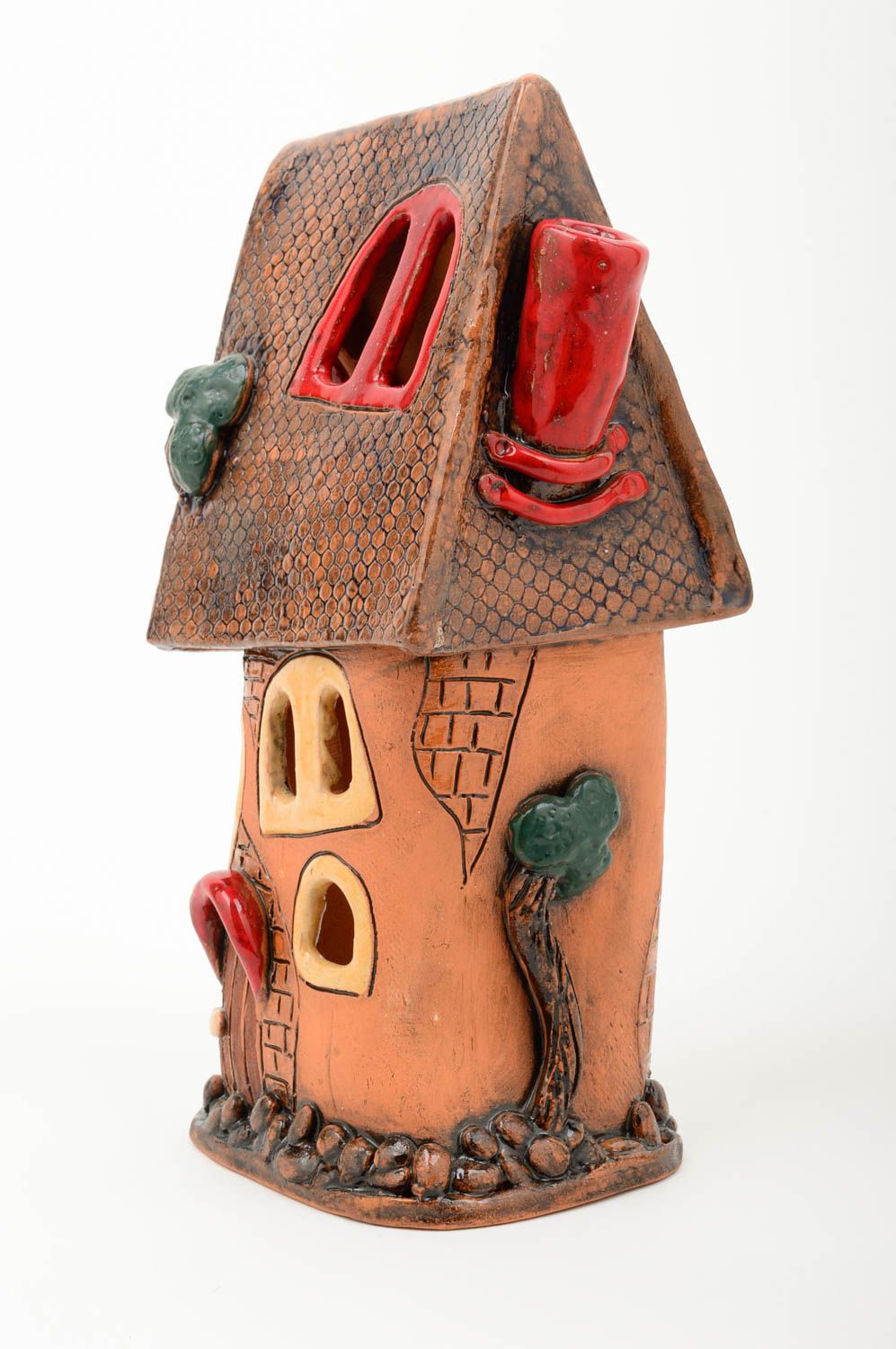 Portavelas de cerámica hecho a mano decoración de casa candelabro artesanal foto 4