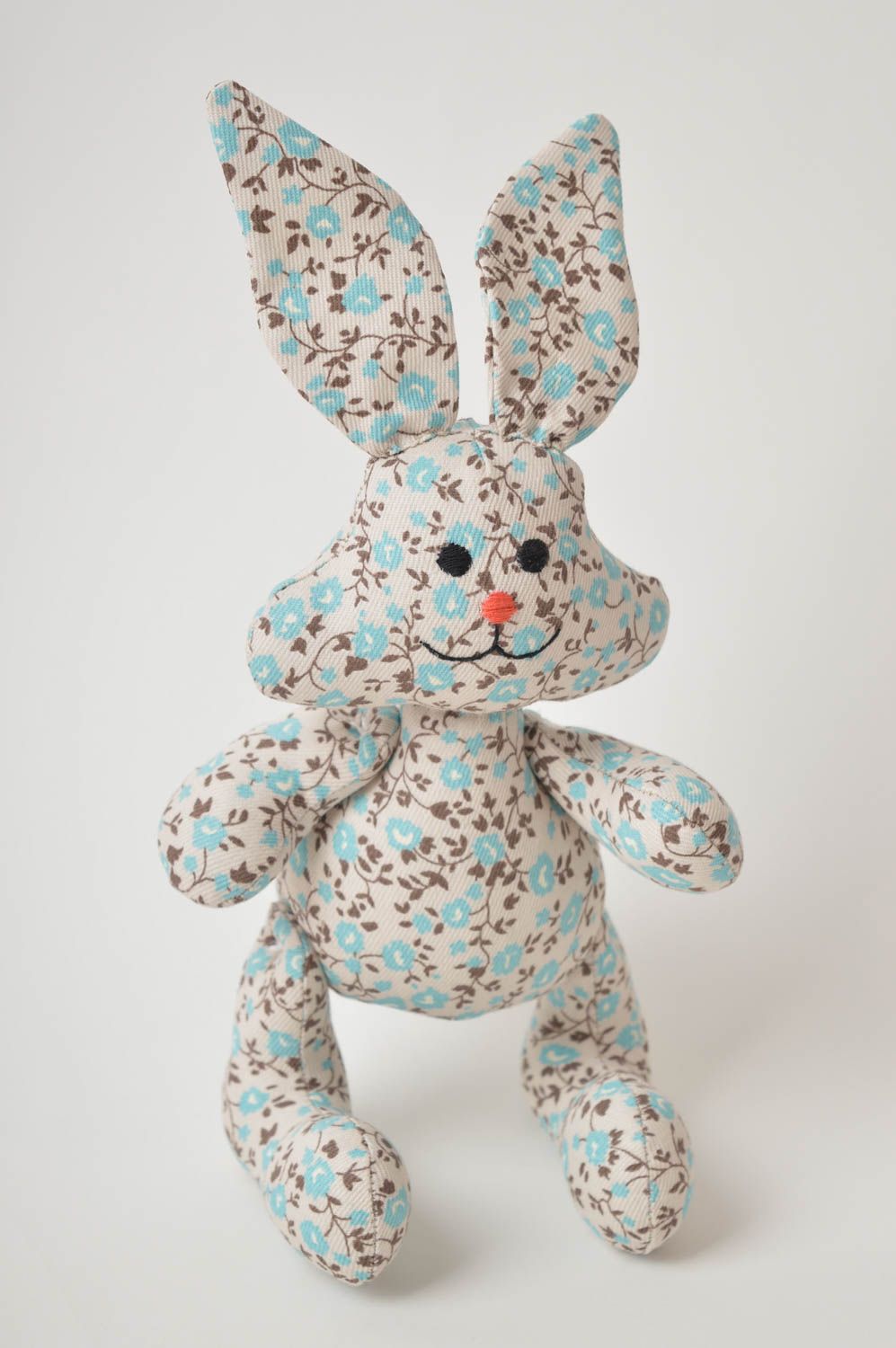 Jouet lapin Peluche faite main en coton naturel à motif floral Cadeau enfant photo 2