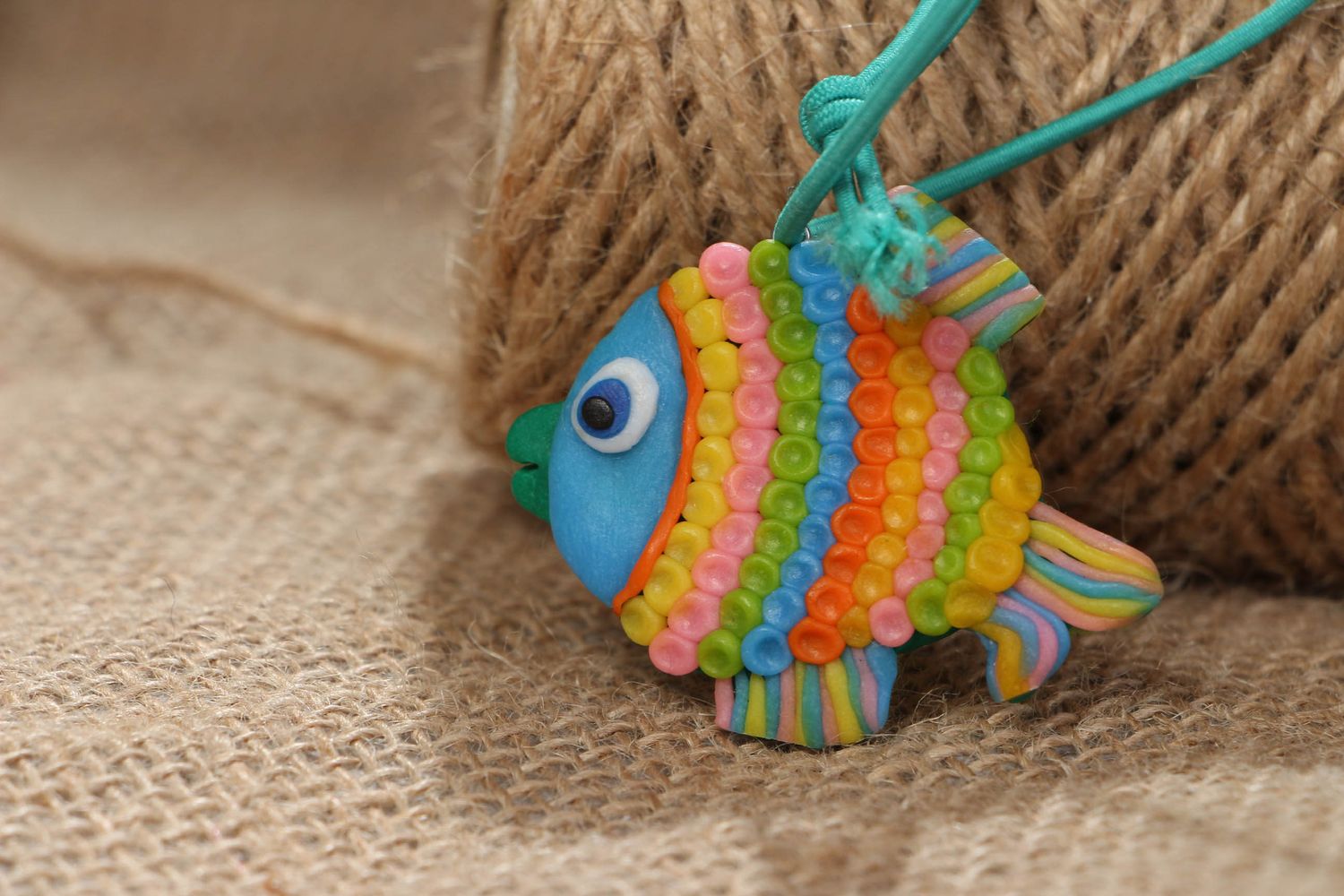 Polymer clay brooch in the shape of fish photo 5