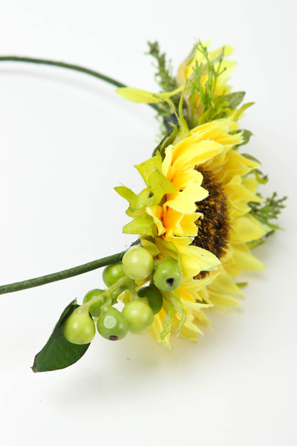 Serre-tête fleurs fait main Accessoire coiffure tournesols Cadeau femme original photo 3