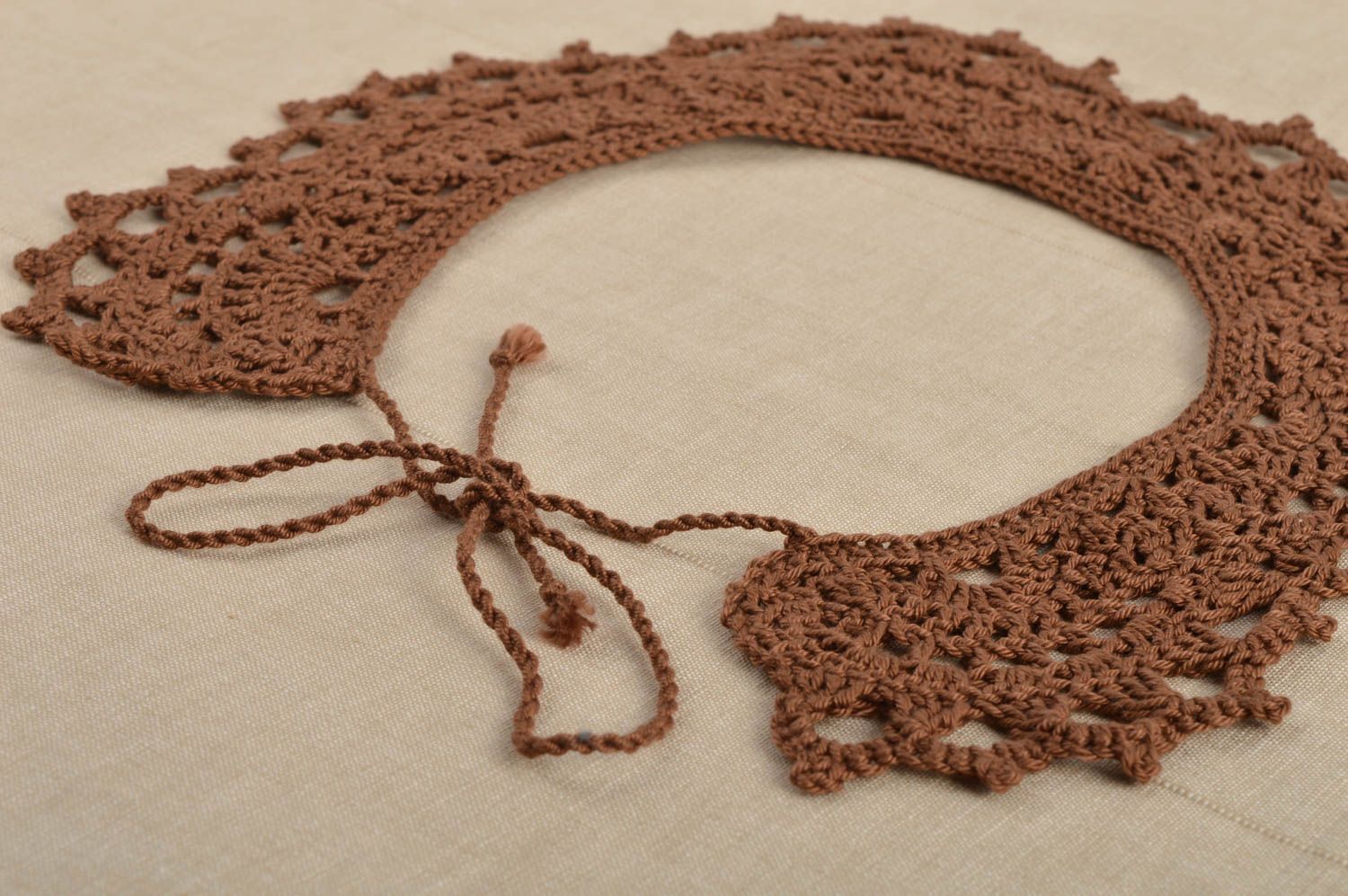 Handmade abnehmbarer Kragen Häkel Accessoire Schmuck für Mädchen kaffeebraun foto 1