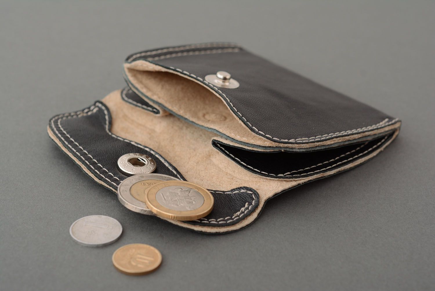 Кожаный кошелек для монет фото 3