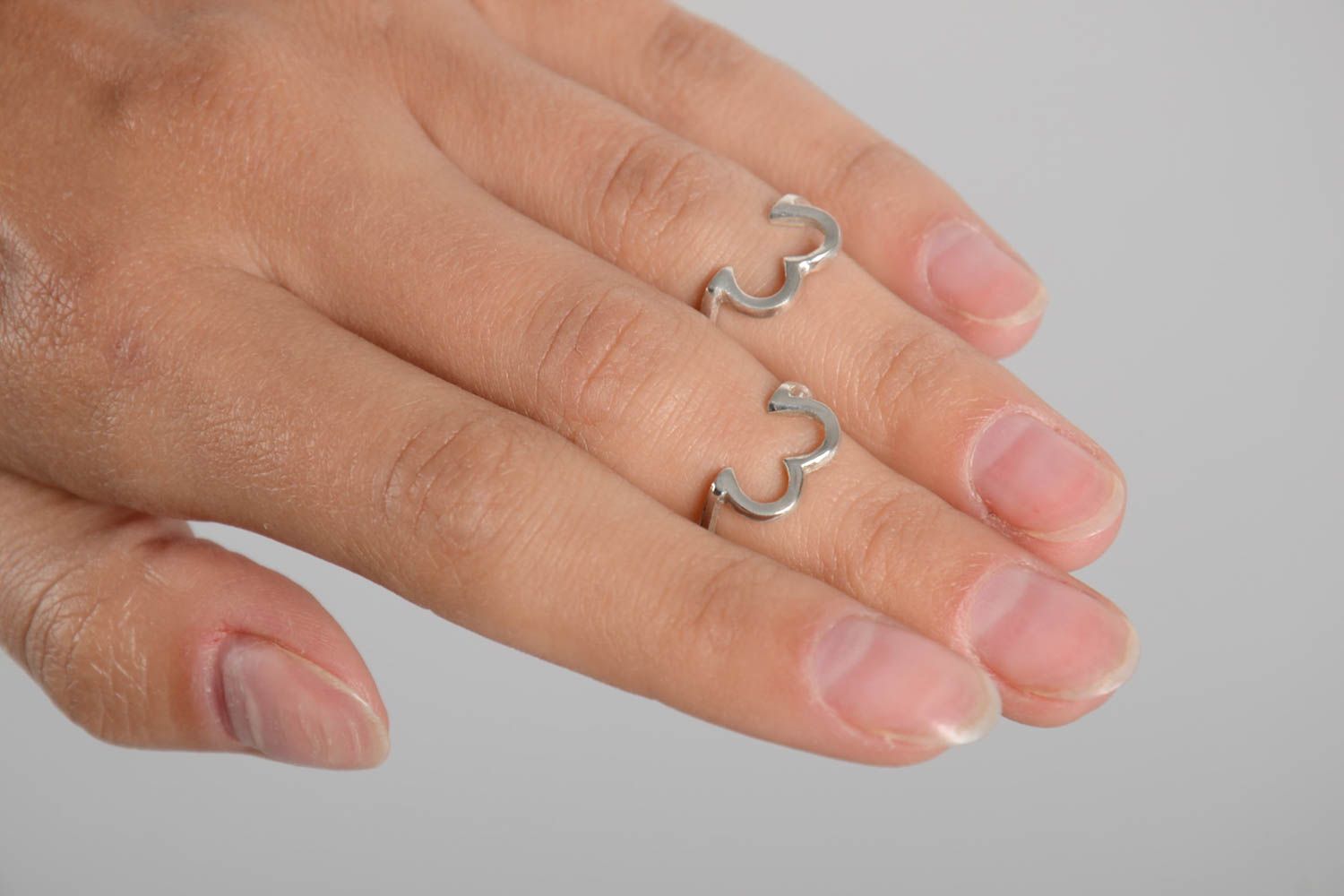 Серебряные кольца ручной работы женские кольца серебряные украшения набор 2 шт фото 3