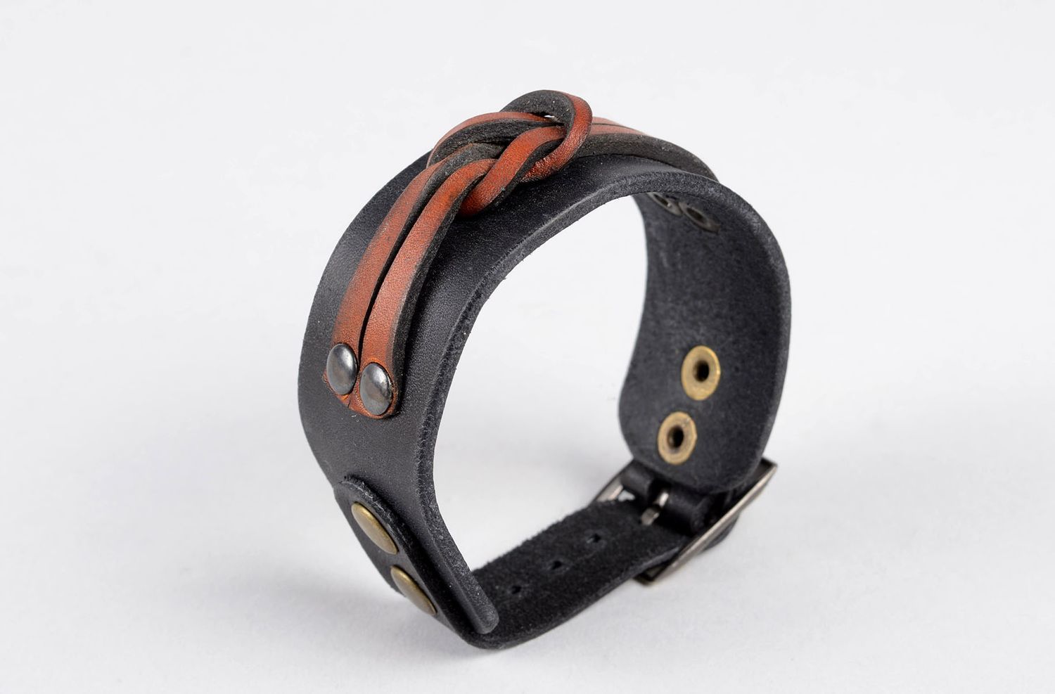 Handmade braun schwarzes Leder Armband Designer Schmuck Accessoire für Frauen foto 3