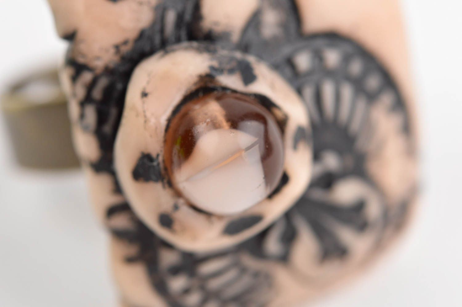 Кольцо ручной работы перстень из полимерной глины красивая бижутерия ажур фото 5