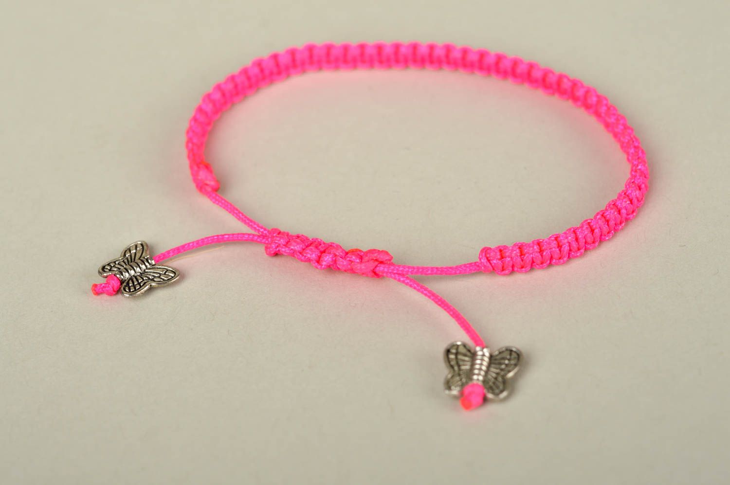 Украшение ручной работы модный браслет ярко розовый красивый браслет Бабочки фото 4
