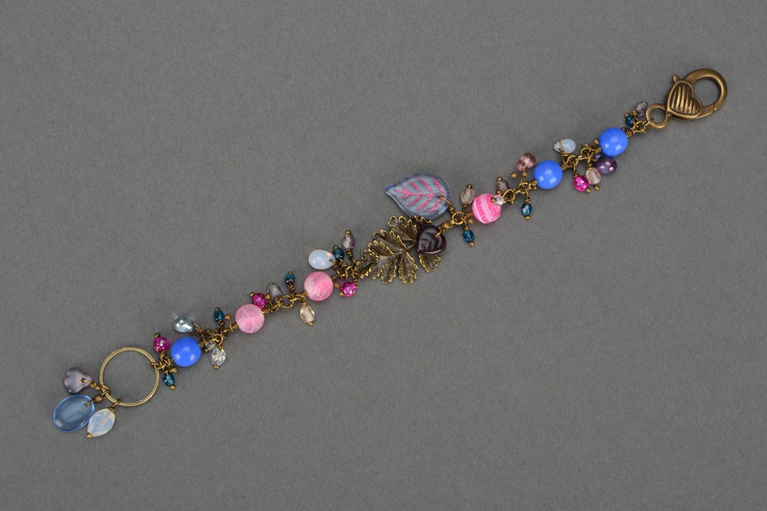 Beautiful handmade wrist bracelet with natural opal stone and Czech beads photo 2