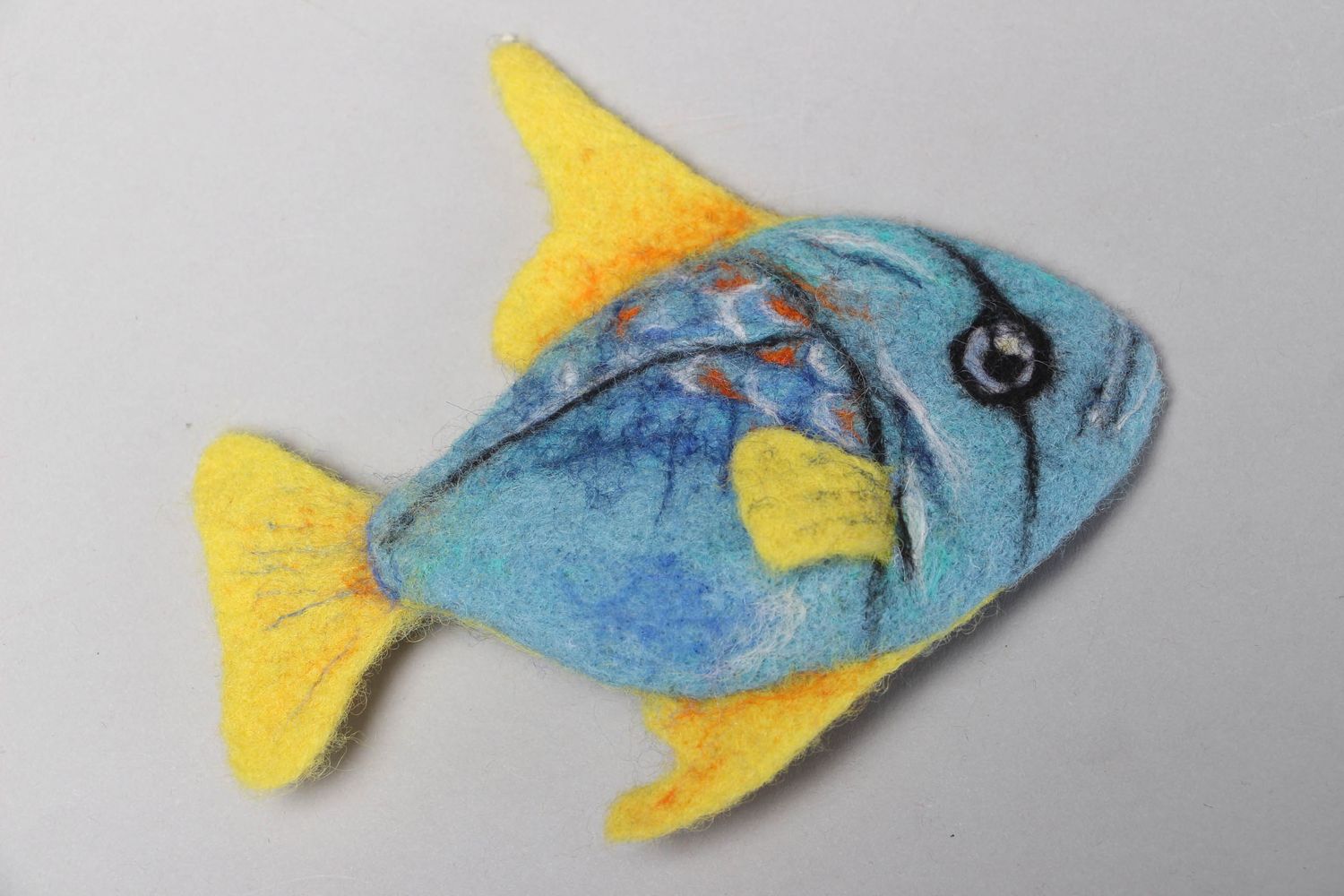 Felted wool brooch-hair clip in the shape of fish photo 1