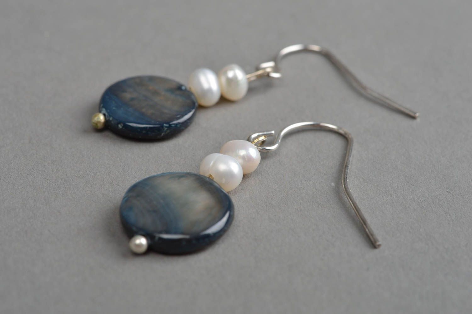 Handmade designer earrings jewelry made of natural stones unusual accessories photo 3