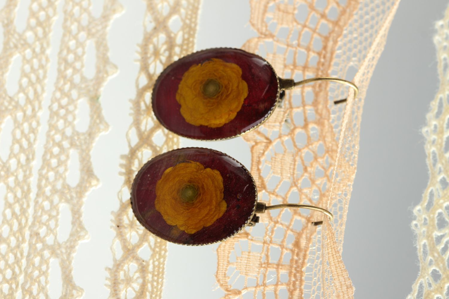 Botanic earrings handmade stylish long earrings elegant earrings with flowers photo 1