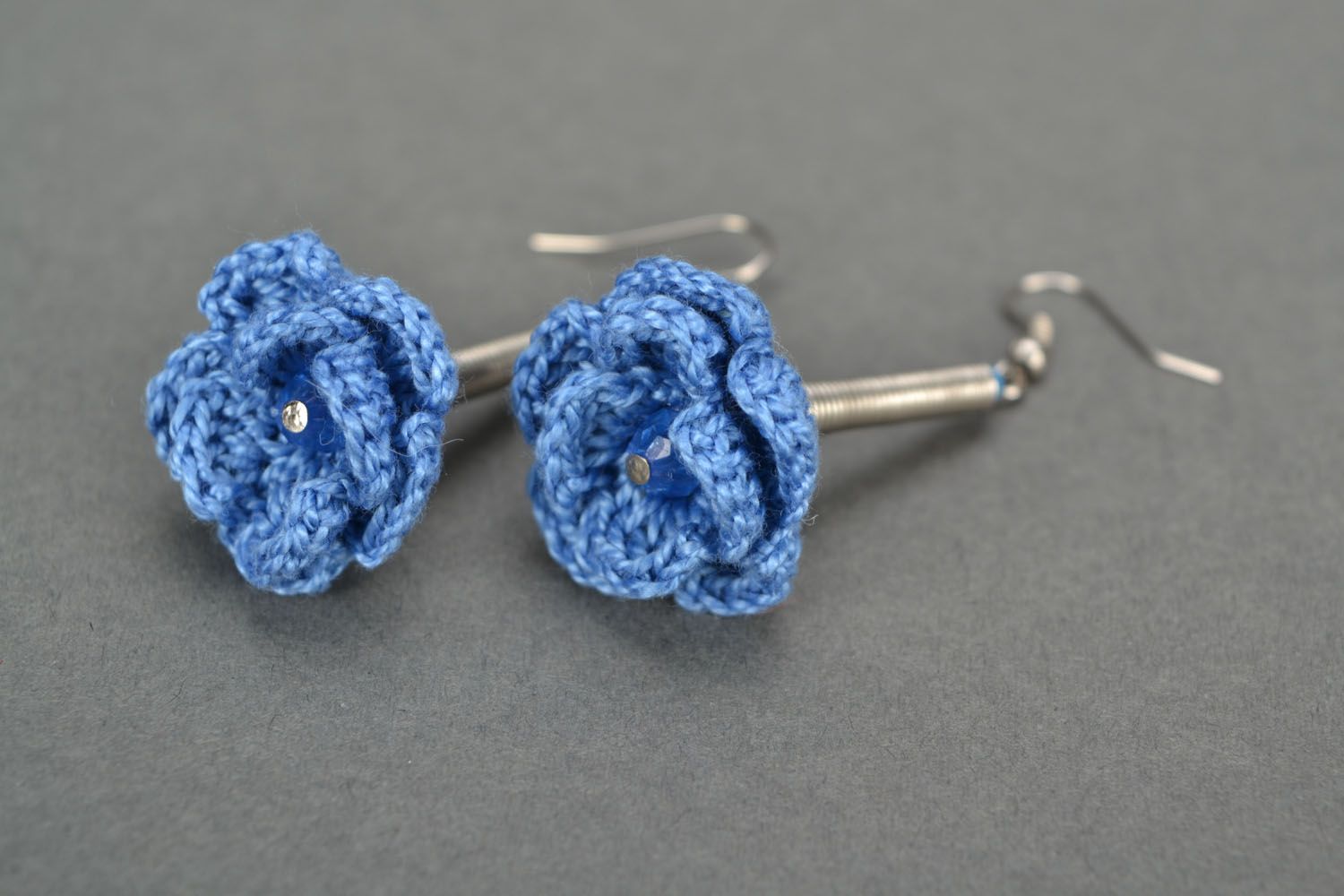 Crochet earrings Cornflowers photo 4