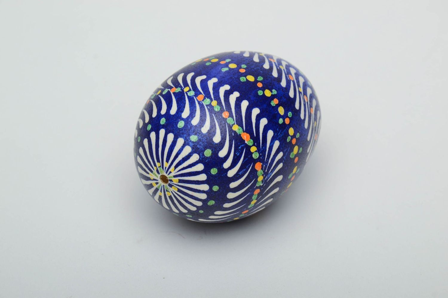 Пасхальное яйцо ручной работы синее лемковская роспись  фото 3