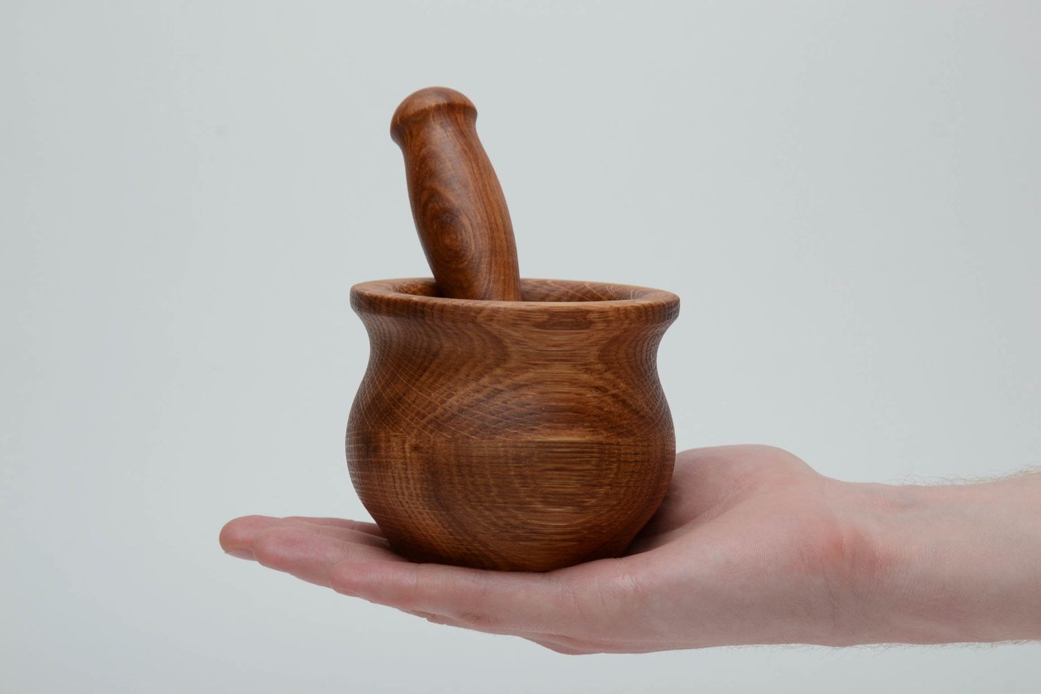 Oak wood mortar and pestle for spices photo 5