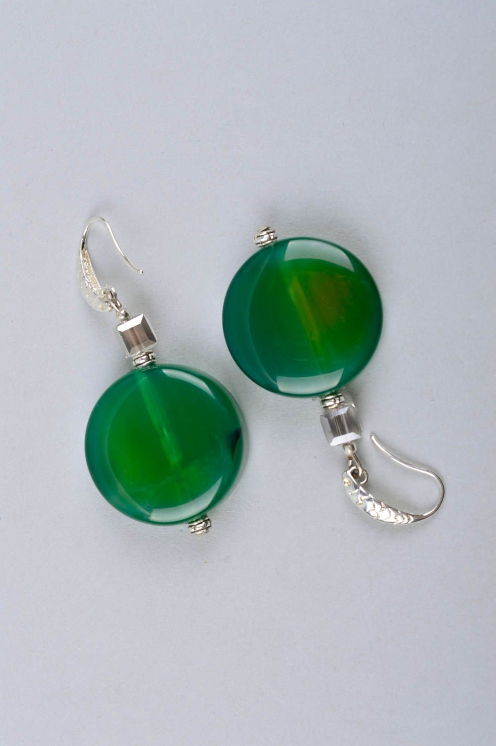 Agate earrings handcrafted green agate accessory elegant idea for woman gift photo 3