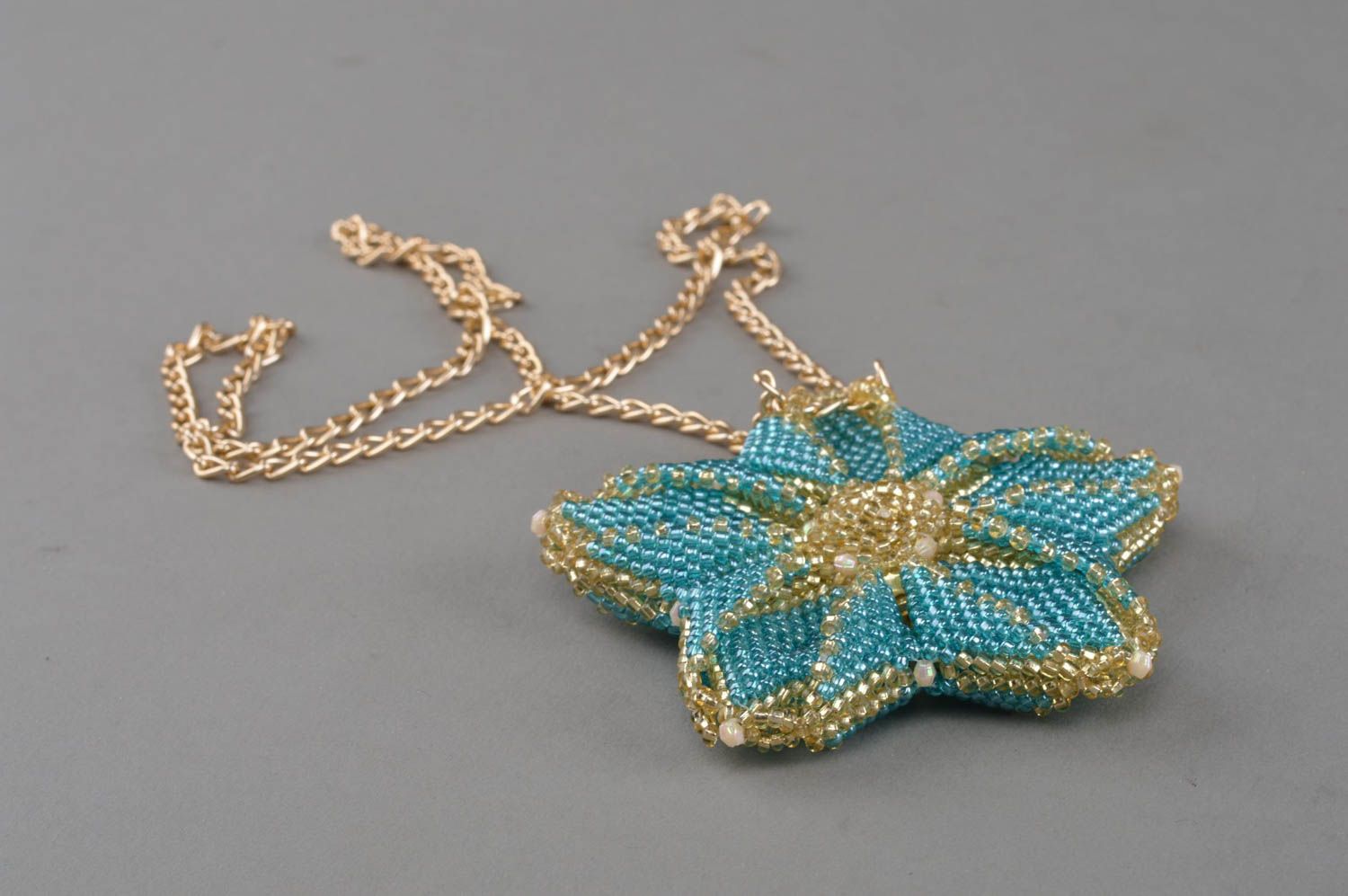 Beaded pendant seed bead flower accessory handmade jewelry for women photo 3