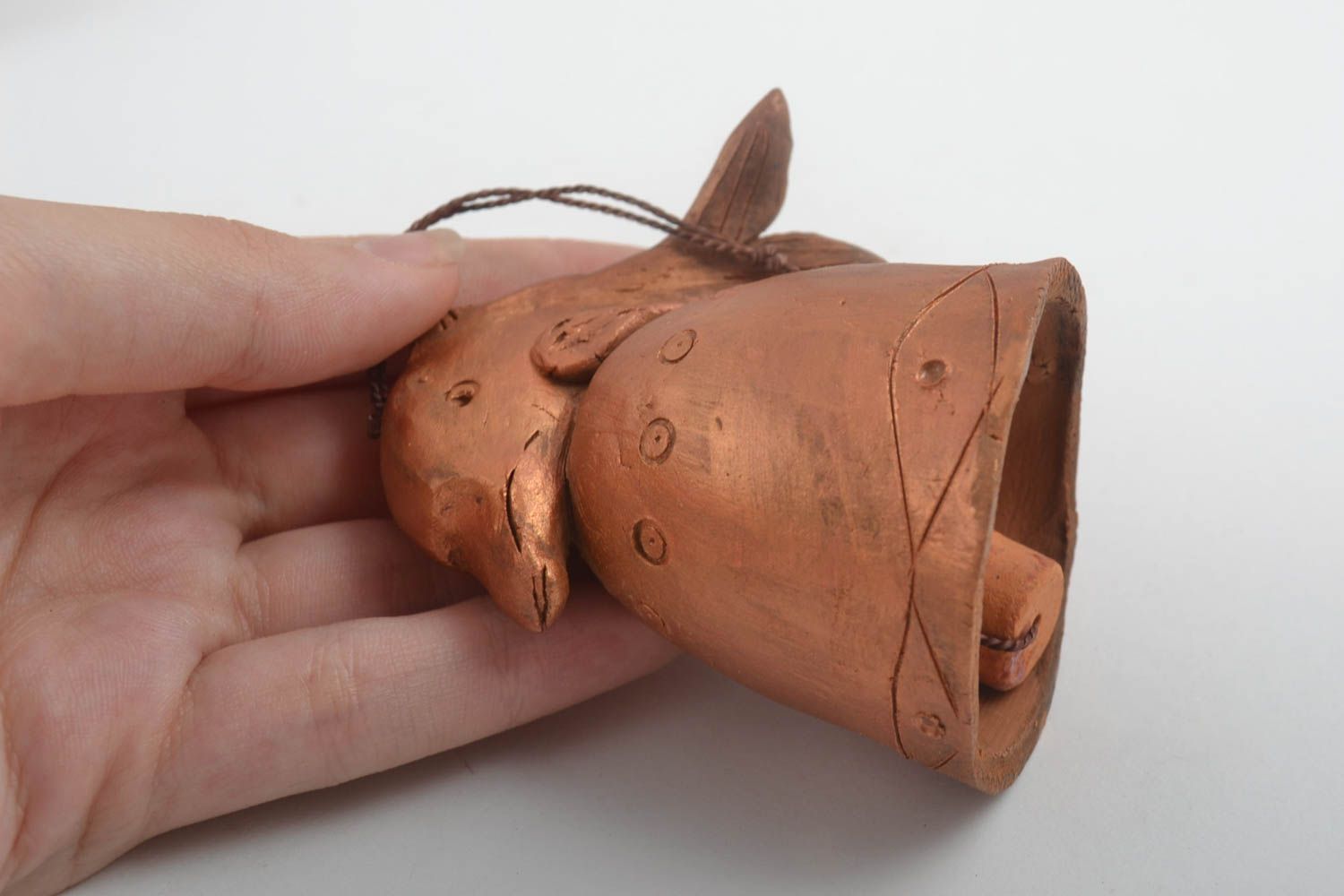 Cloche sonnette Décoration maison fait main dauphin en argile Cadeau original photo 5