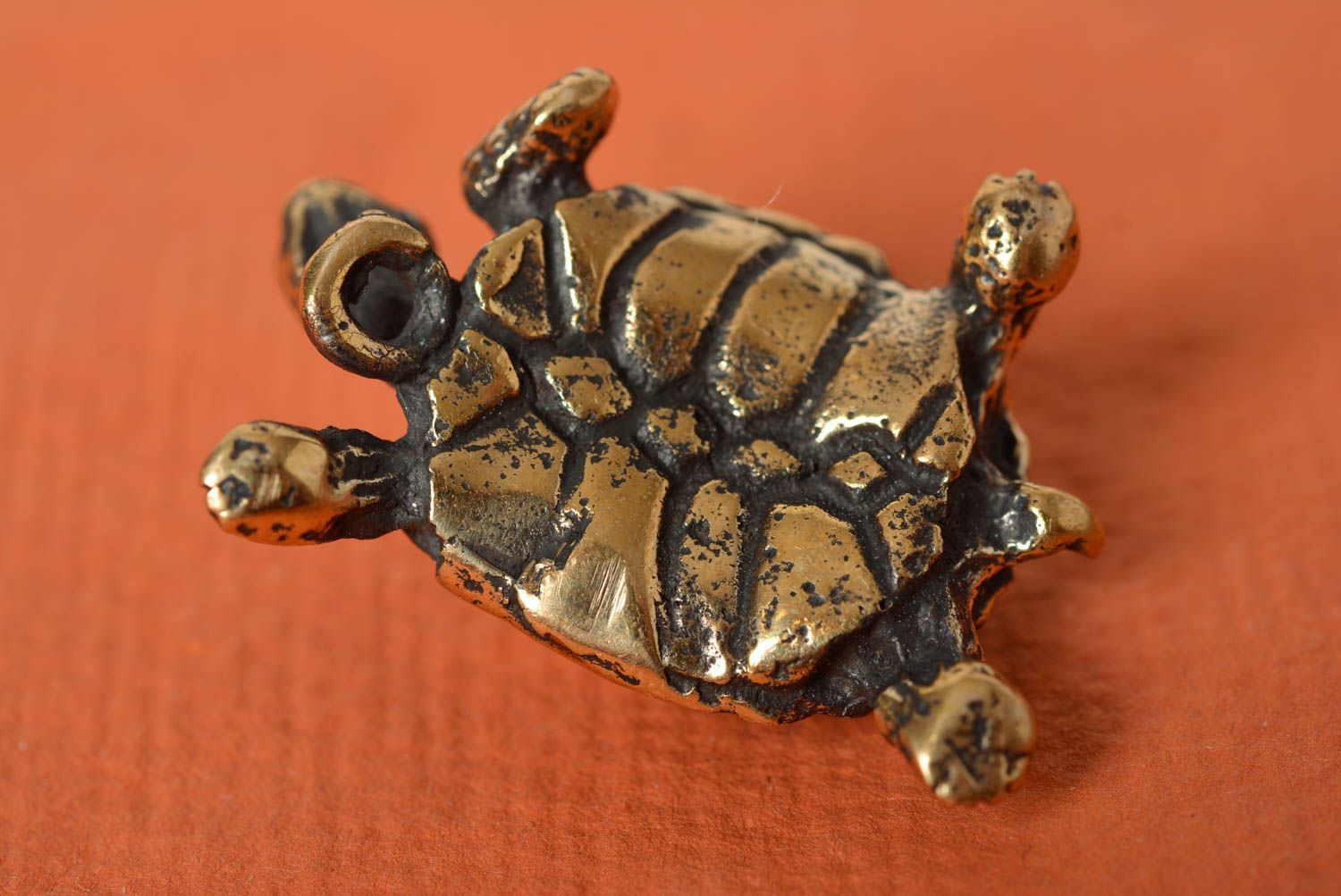 Unusual beautiful handmade designer neck pendant cast of bronze Turtle photo 4