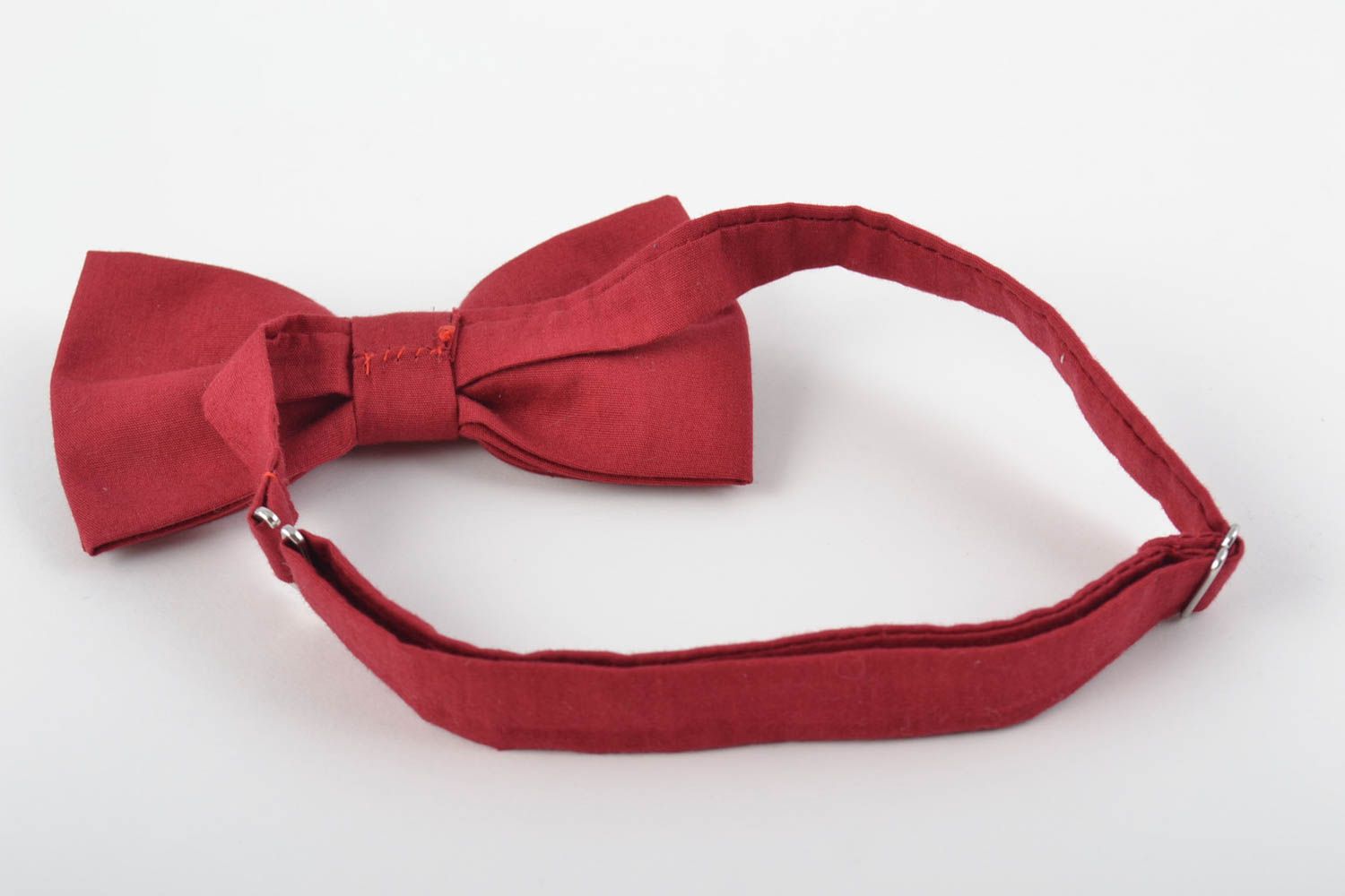 Текстильный галстук-бабочка ручной работы для мужчин и женщин бордовый фото 3