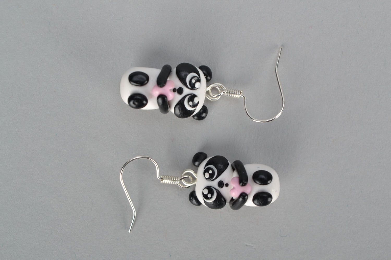 Polymer clay earrings Pandas photo 2