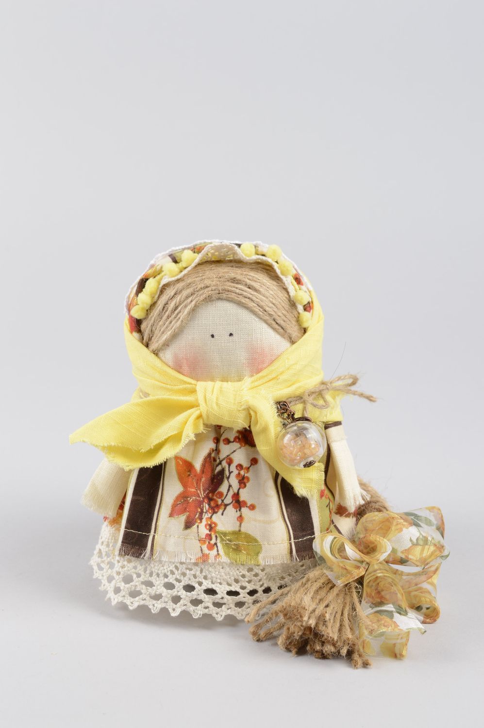 Handmade folk doll decorative use only unusual gift for baby fabric doll photo 1
