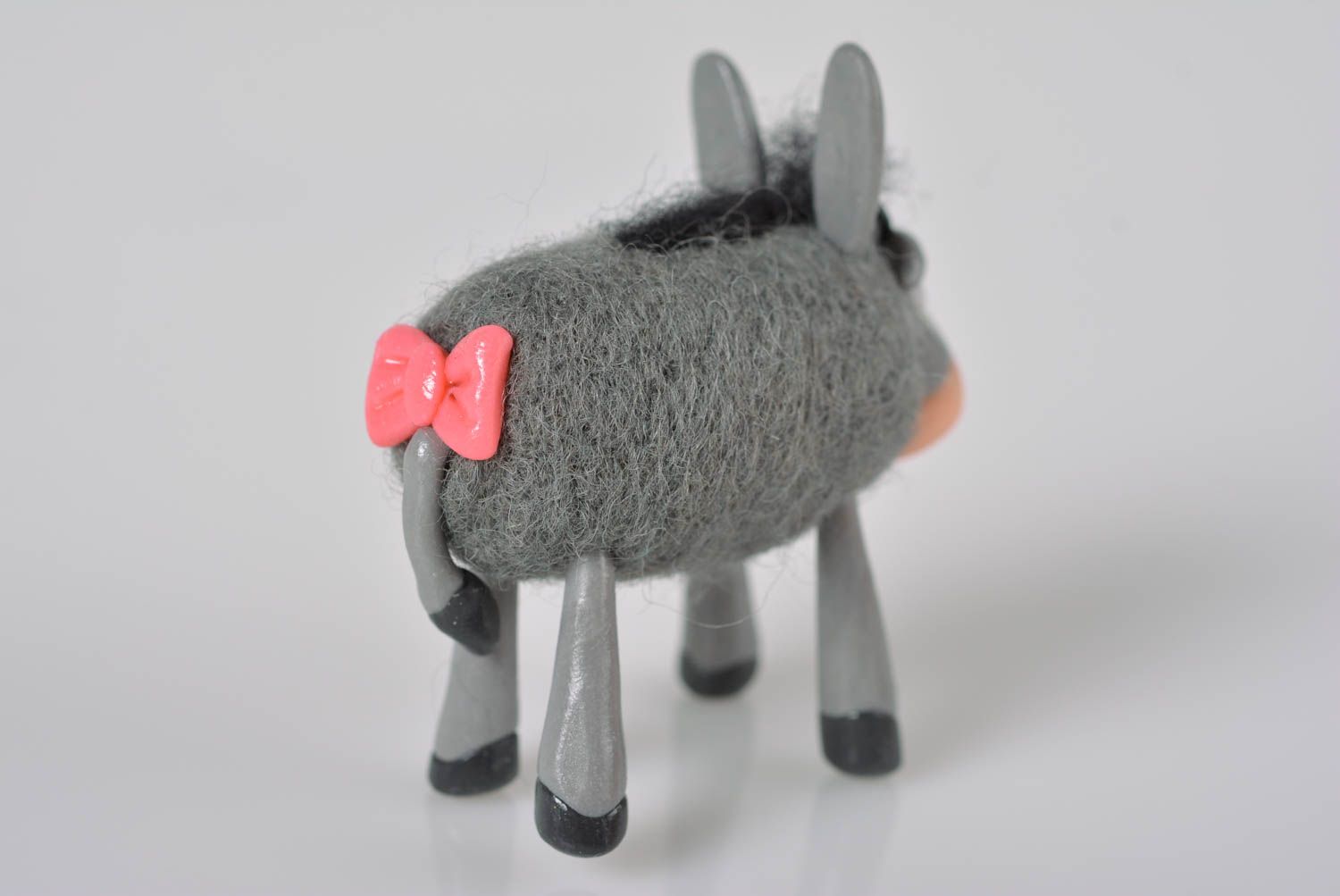Handmade woolen donkey unusual designer figurine beautiful toy for kids photo 5