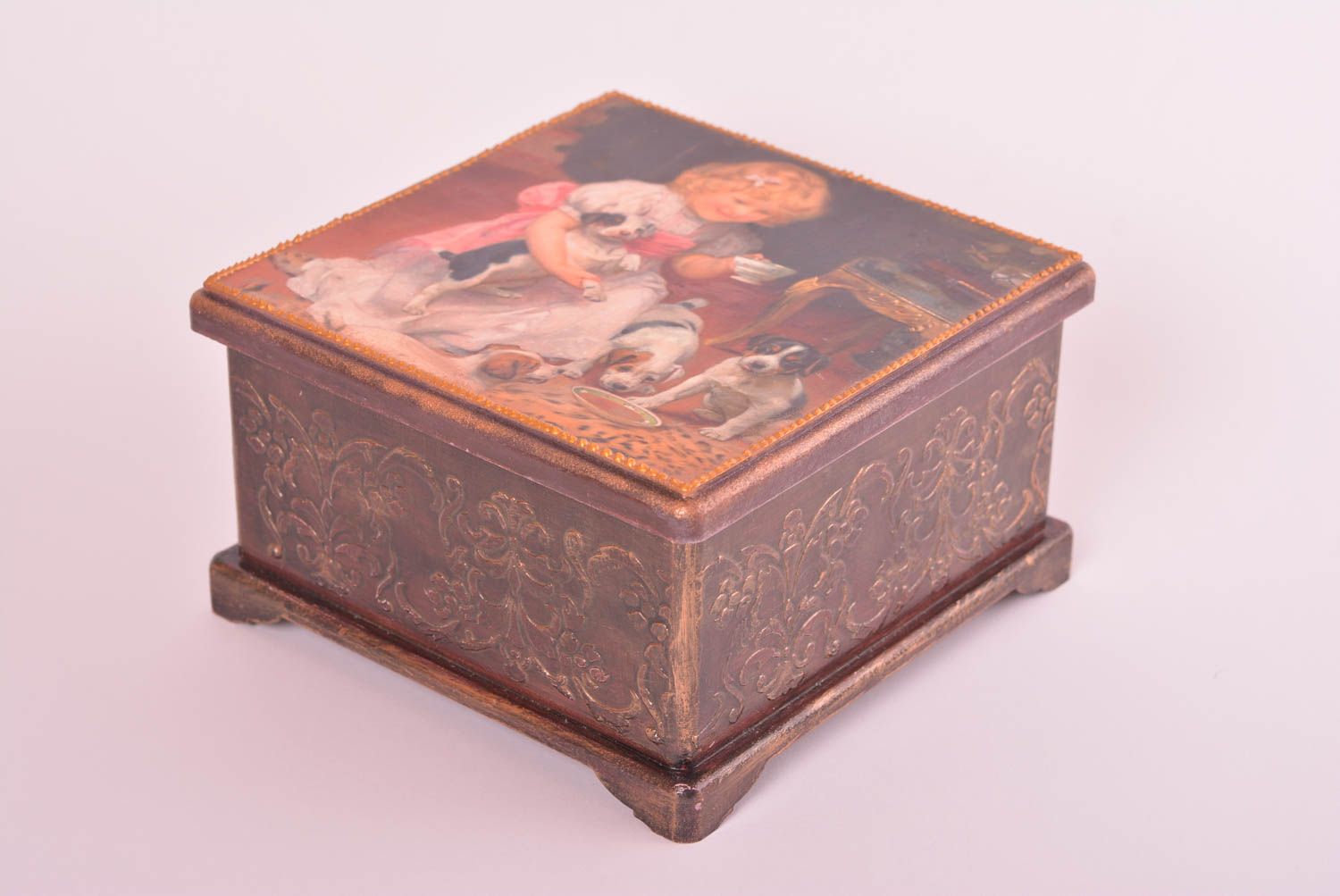 Handmade decoupage box unusual wooden jewelry box designer box for small items photo 1