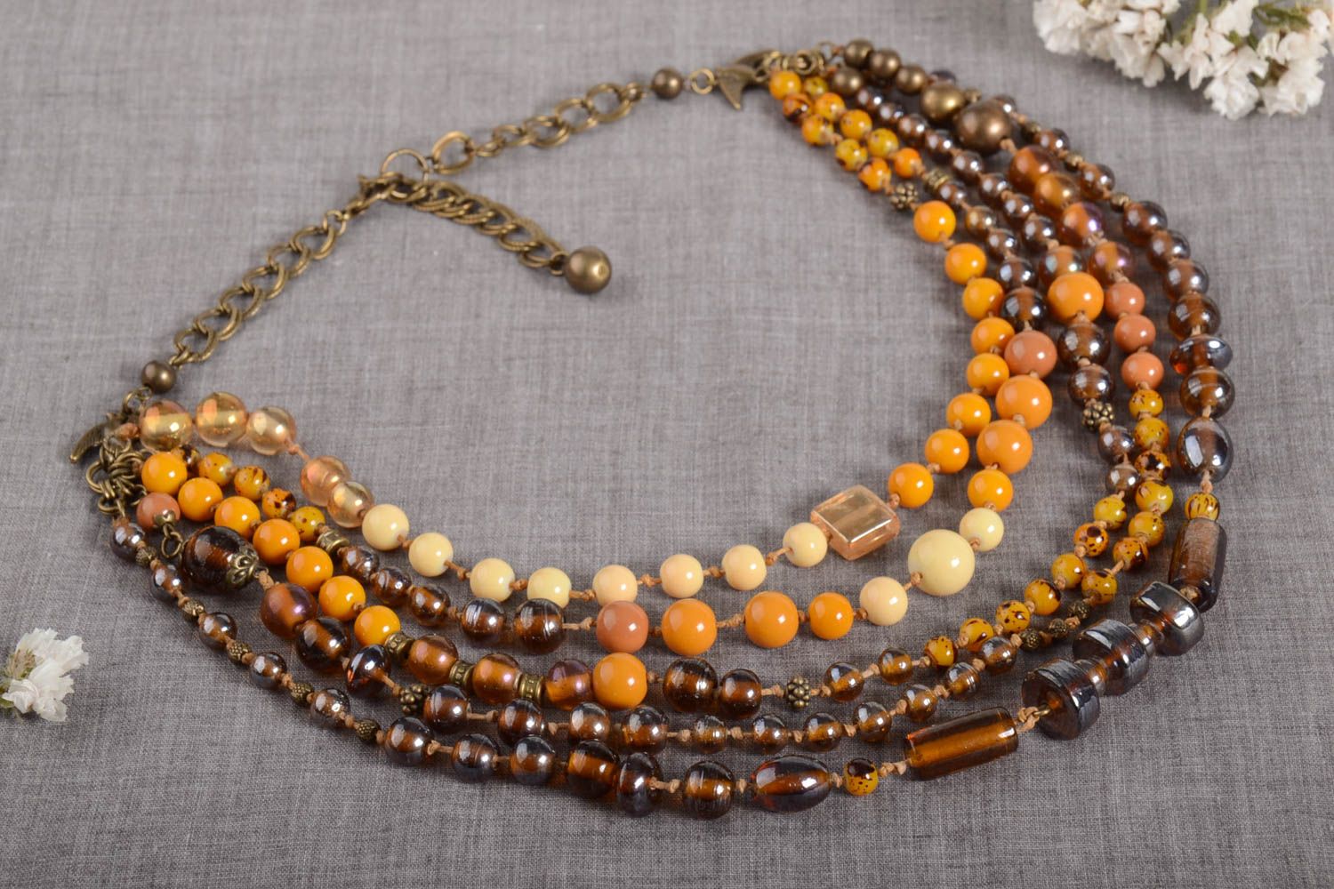 Beautiful handmade beaded necklace glass bead necklace artisan jewelry photo 1