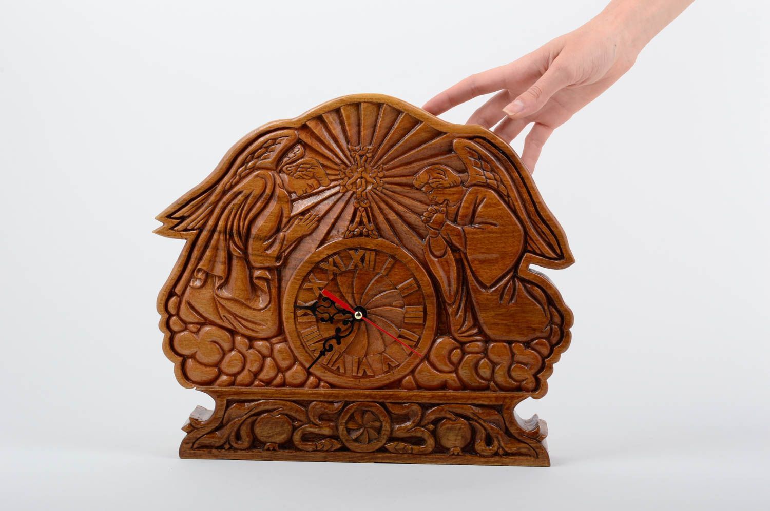 Декор для дома настольные часы ручной работы деревянные часы авторские Ангелы фото 5