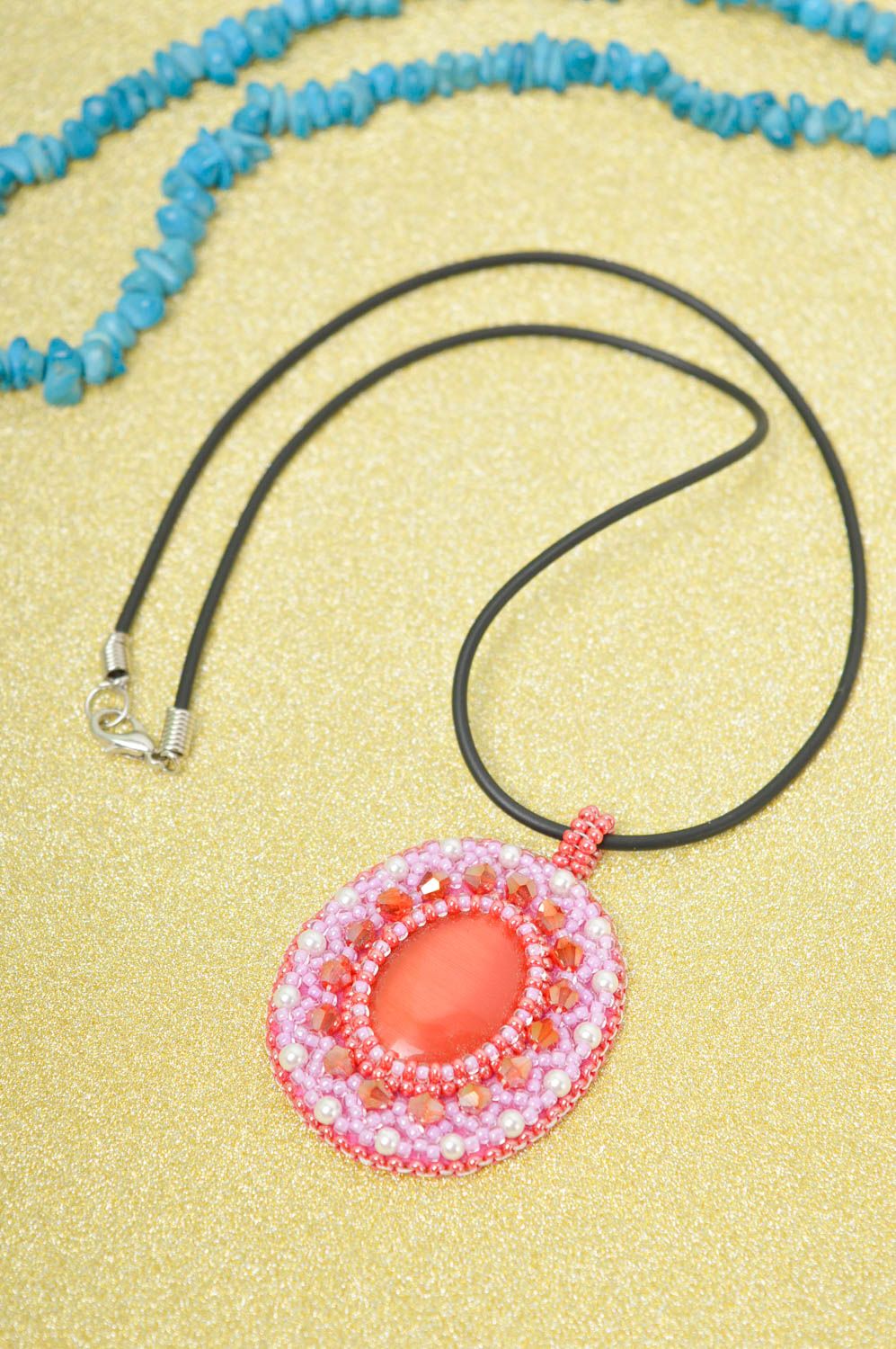 Beautiful handmade beaded pendant gemstone pendant necklace cool jewelry photo 1