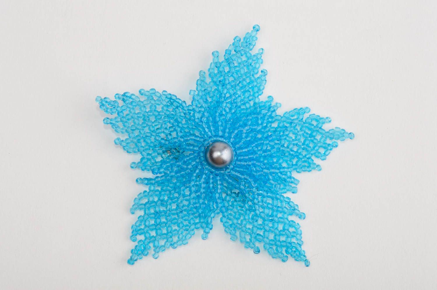 Handmade Brosche für Kleid Designer Accessoire ausgefallener Schmuck Blume blau foto 2