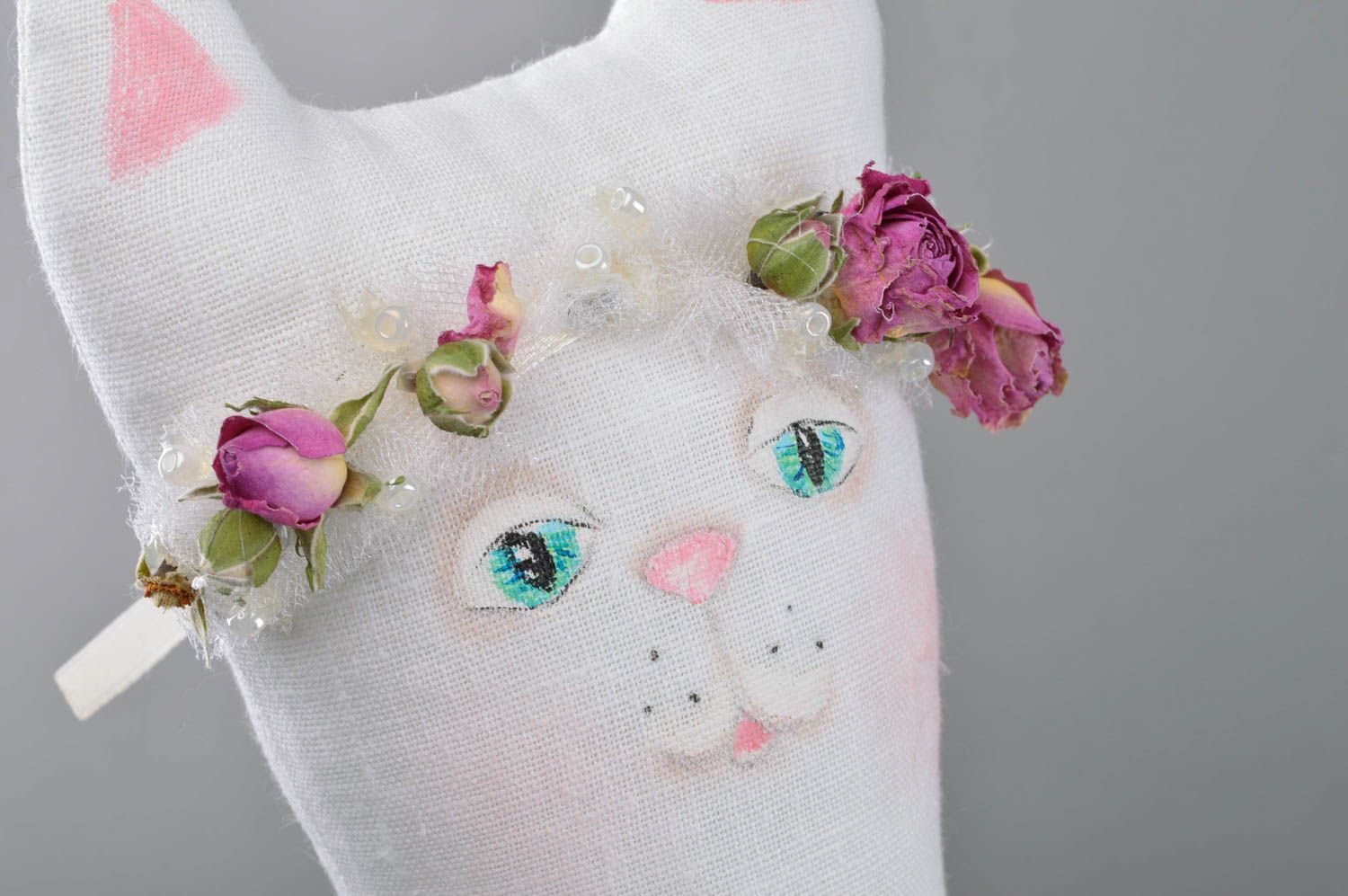 Handmade soft toy cat stylish interior stuffed toy for children and home decor photo 2