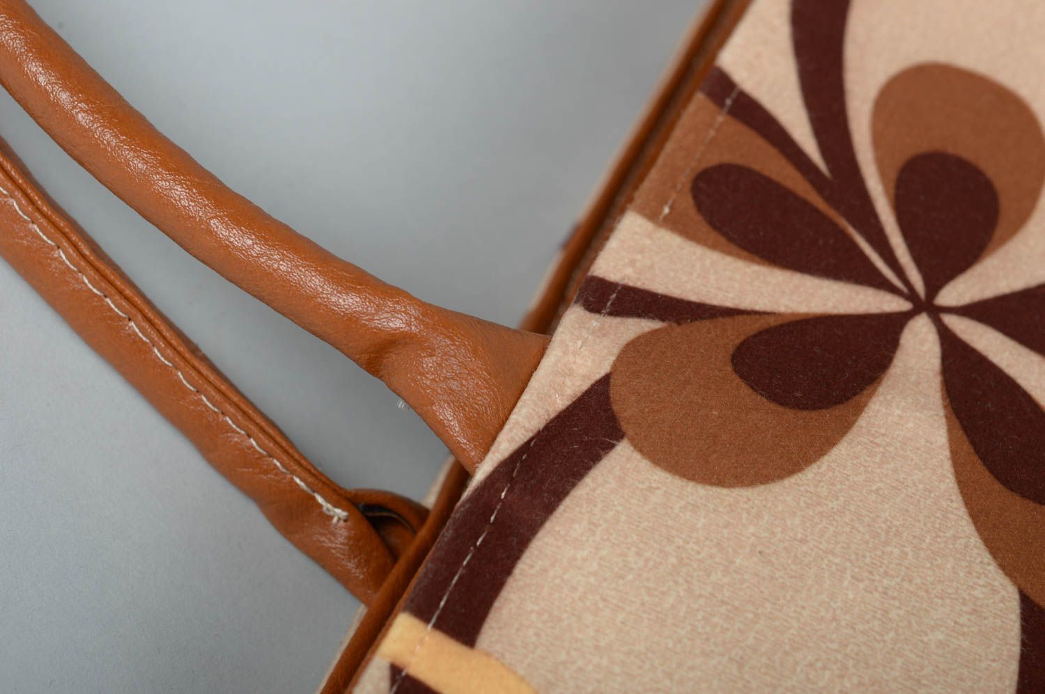 Handmade brown shoulder bag leatherette bag stylish accessory pretty bag photo 4