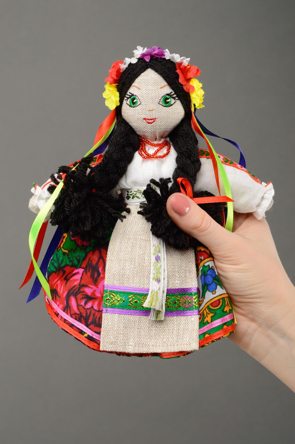 Handmade designer fabric doll Ukrainian photo 3