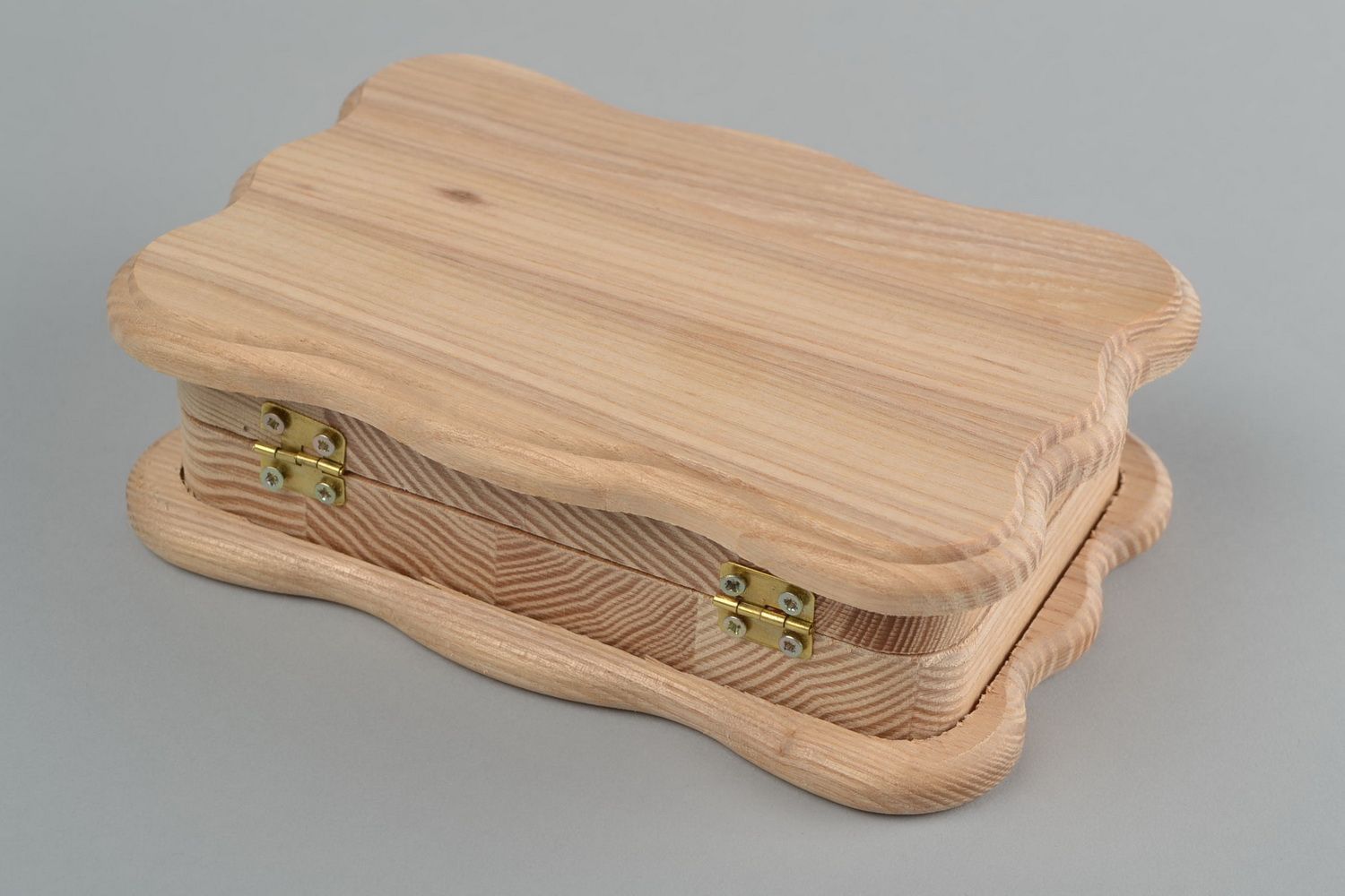 Beautiful handmade figured wooden blank box for painting DIY art supplies photo 5