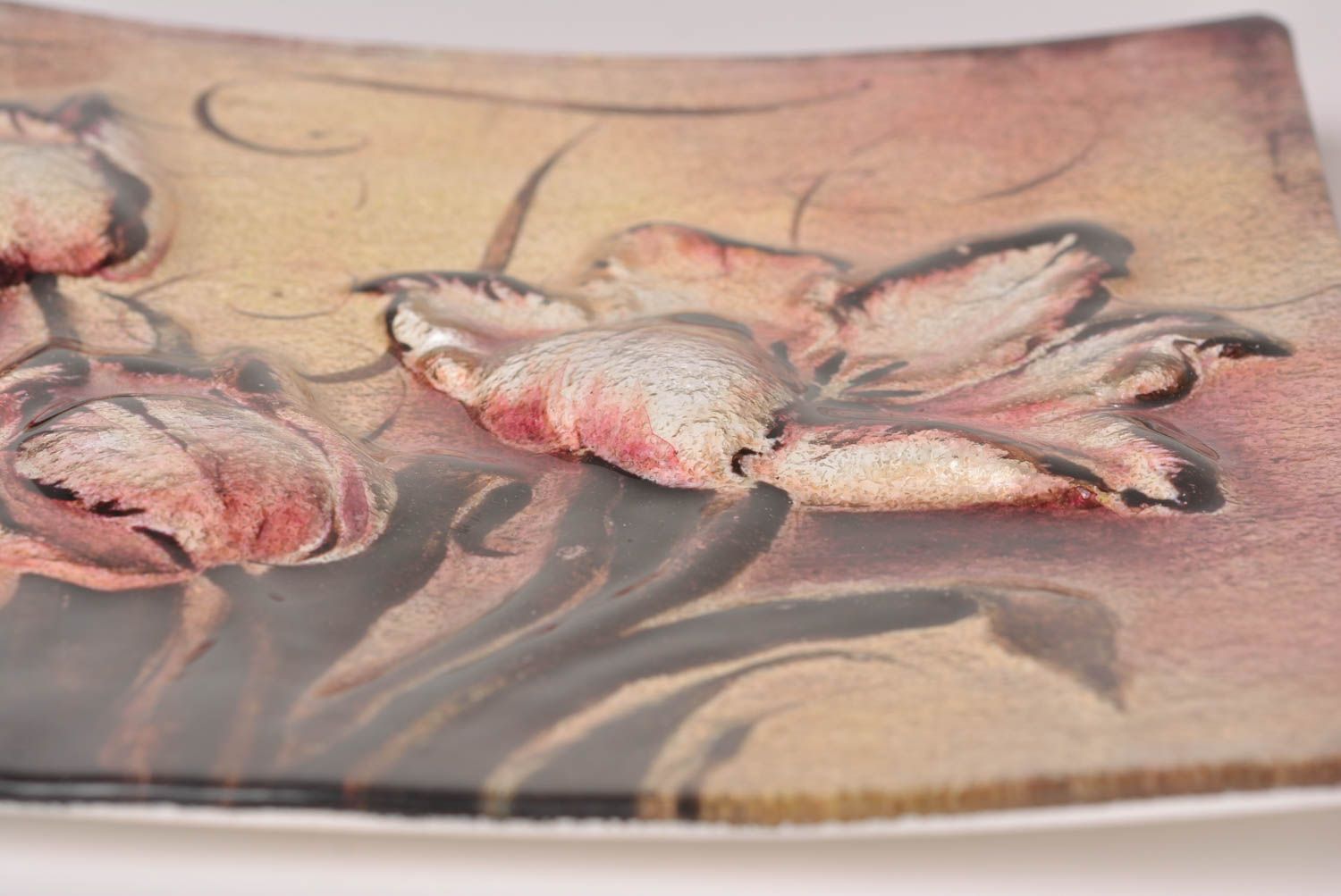 Deko Teller handgefertigt Geschenkidee für Frau Wandbild Glas quadratisch foto 4