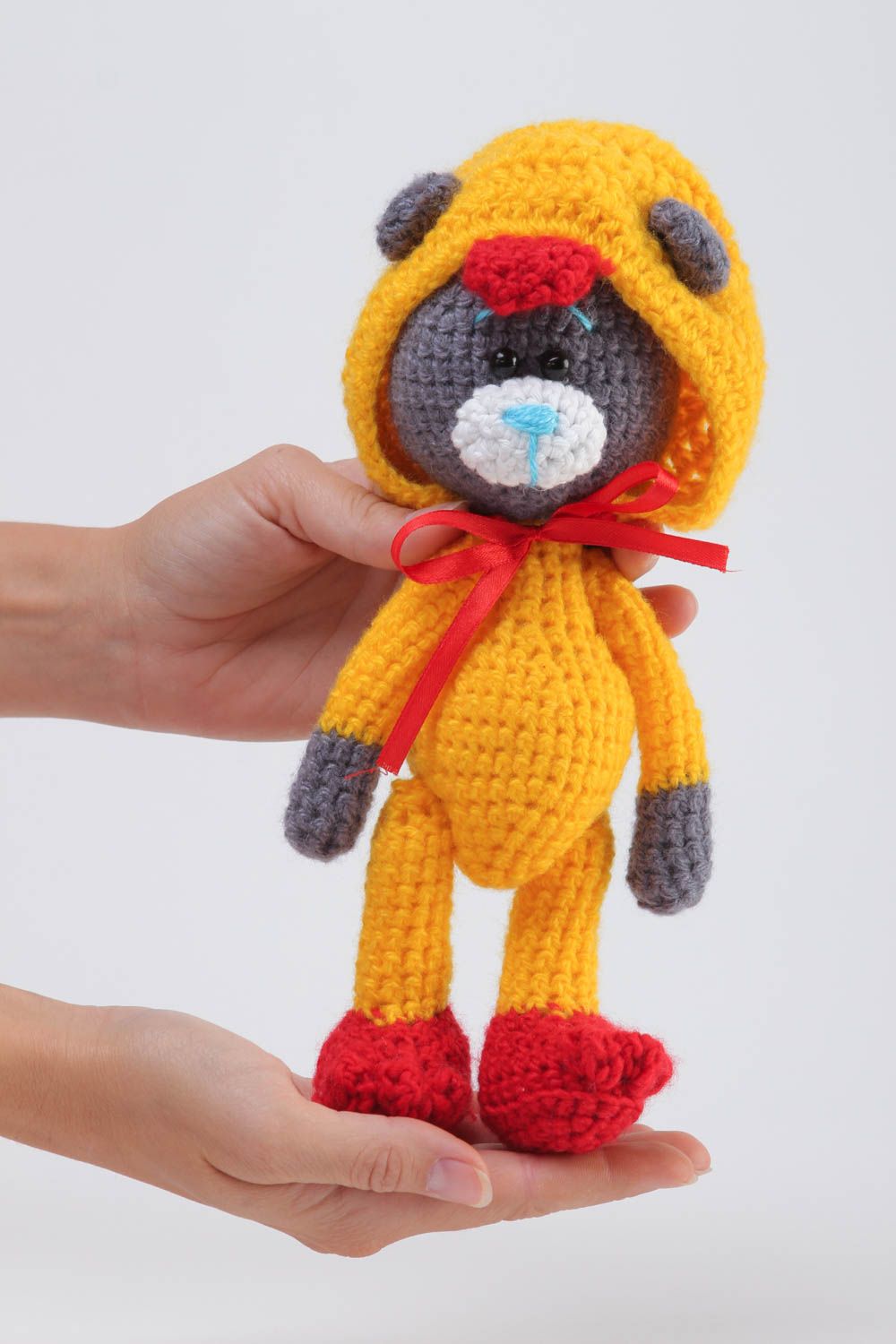 Peluche faite main tricotée Jouet ours en costume de canard Cadeau pour enfant photo 5
